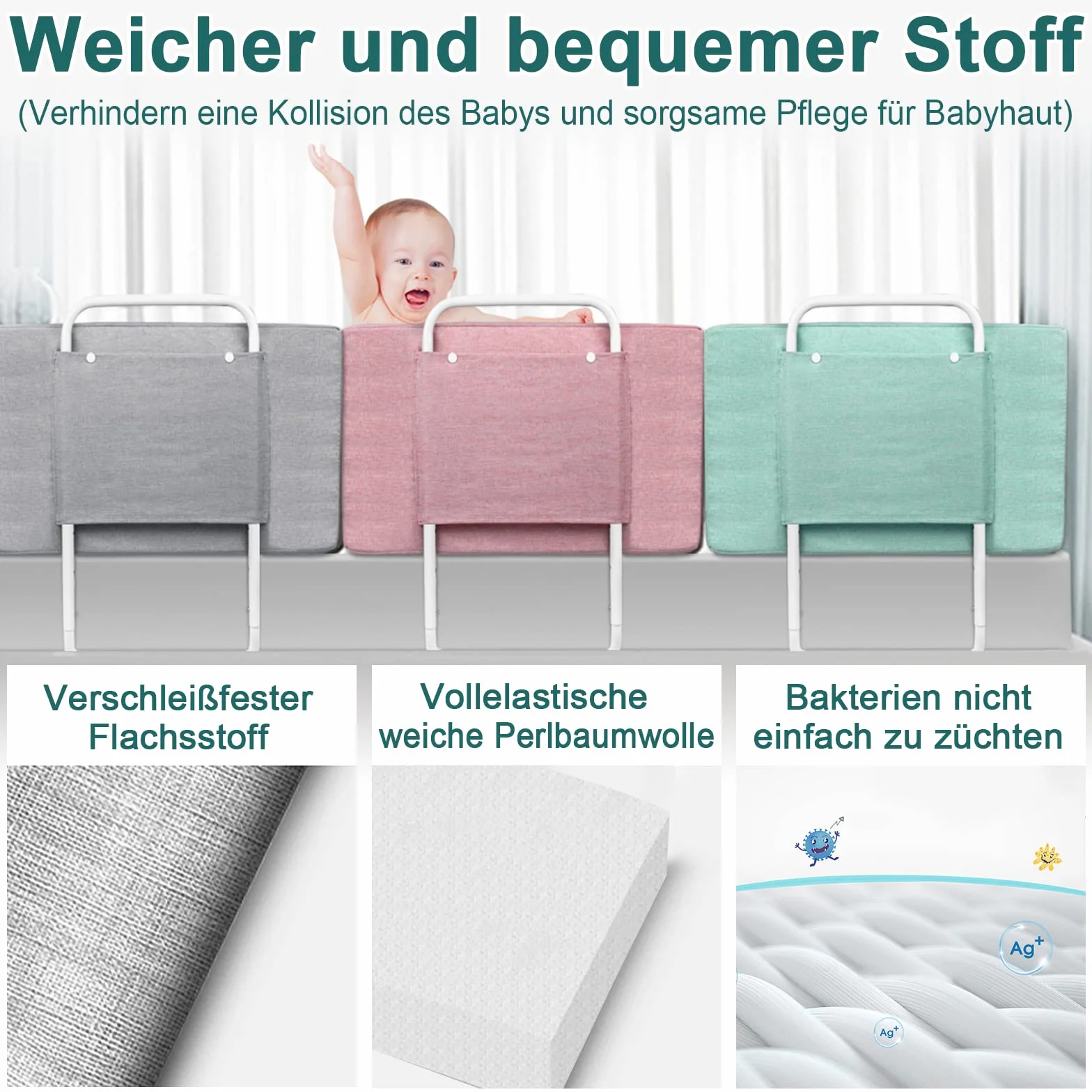 Uisebrt - 2 sponde di protezione per letto, 60 cm, protezione anticaduta, per bambini, 5 fori, regolabile in altezza, protezione di sicurezza, per neonati, bambini e ragazzi, 120 cm, colore rosa