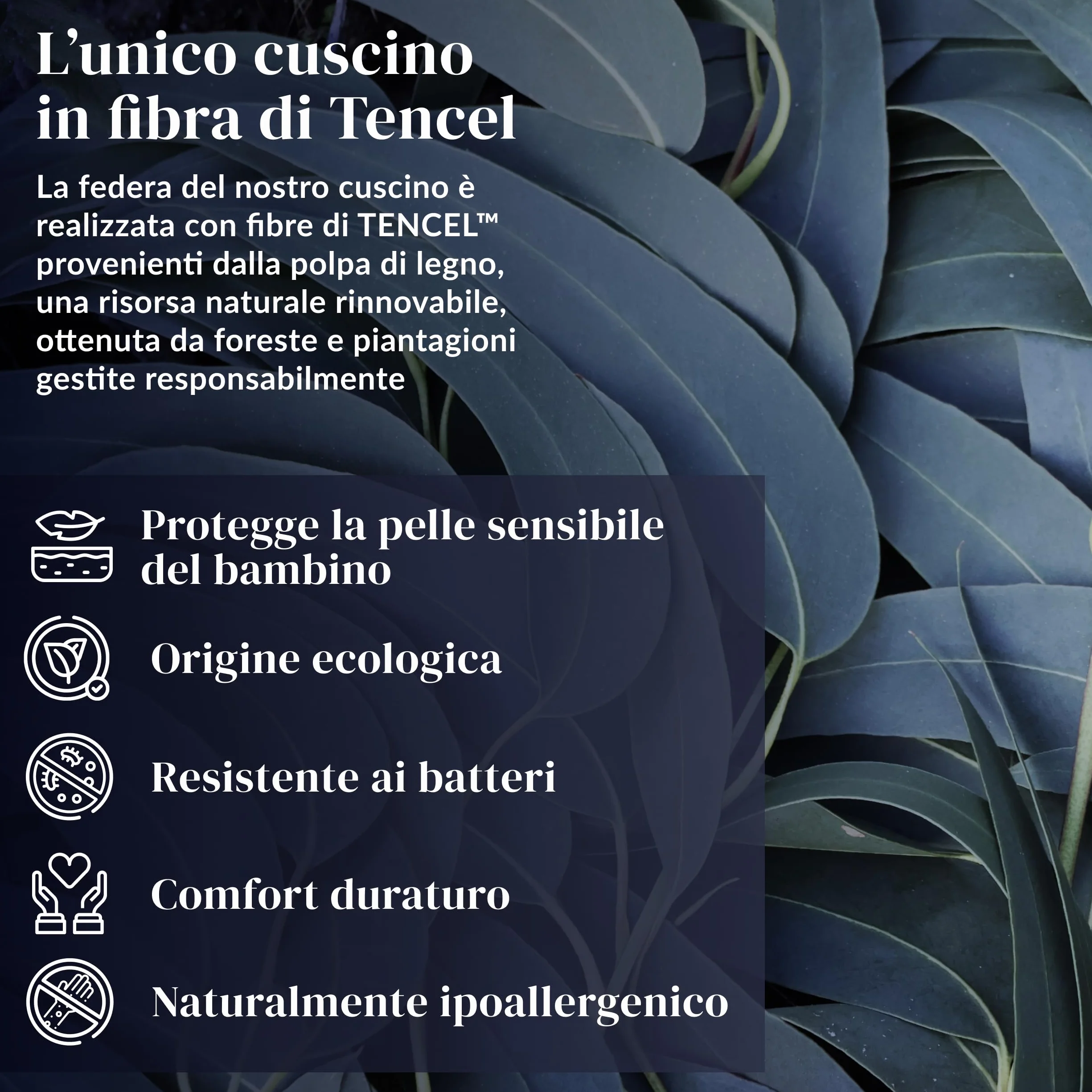 Ferò Cuscino Lettino Bambino 60x40x6 in TENCEL Ipoallergenico – Cuscino bambino 2 anni in su - Comfort e Sicurezza per il Sonno Tranquillo – Morbido e Traspirante Memory Foam Naturale OEKO-TEX