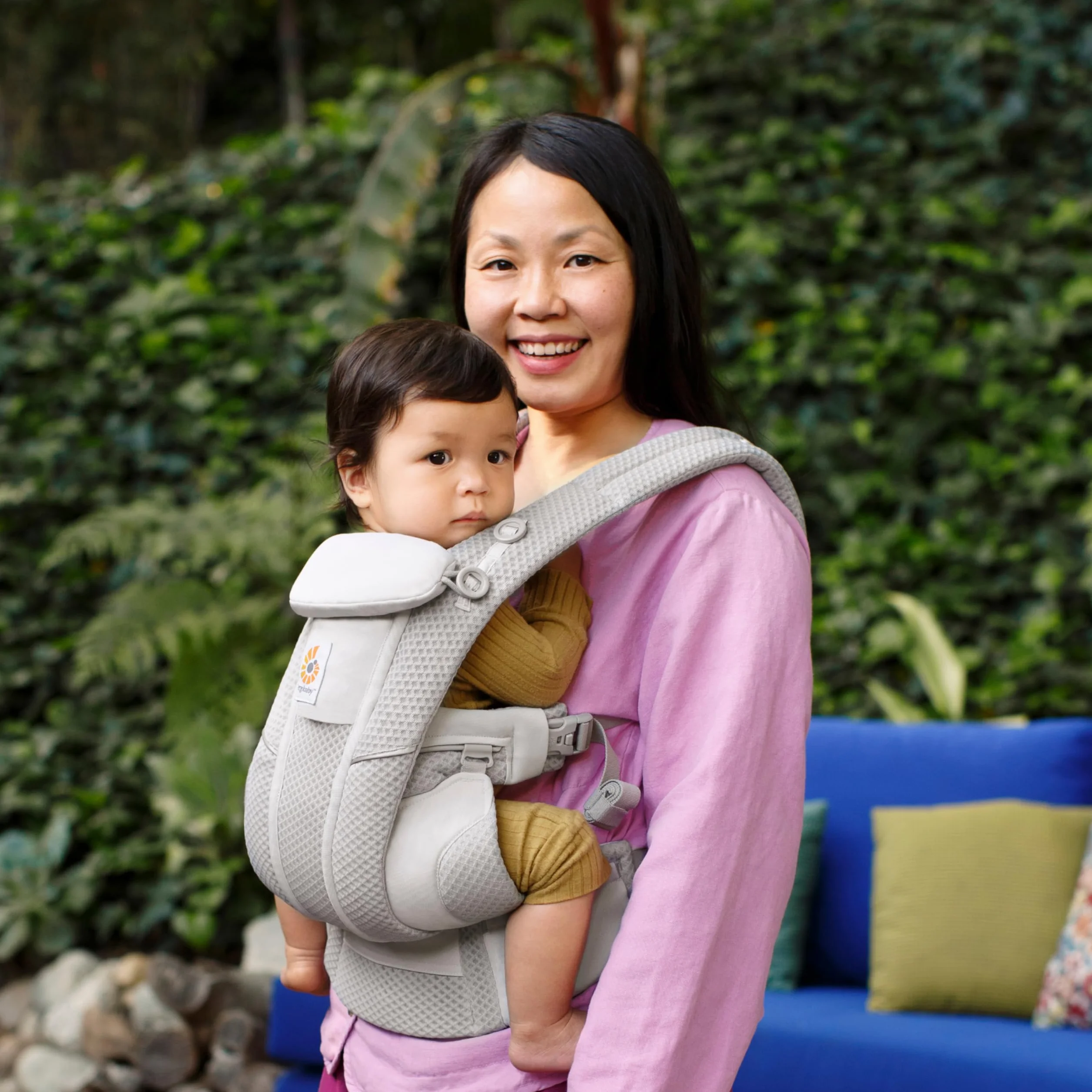 Marsupio Ergobaby Omni Breeze per neonati, 4 posizioni SoftFlex Mesh marsupio anteriore ergonomico marsupio posteriore per neonati (Pearl Grey)