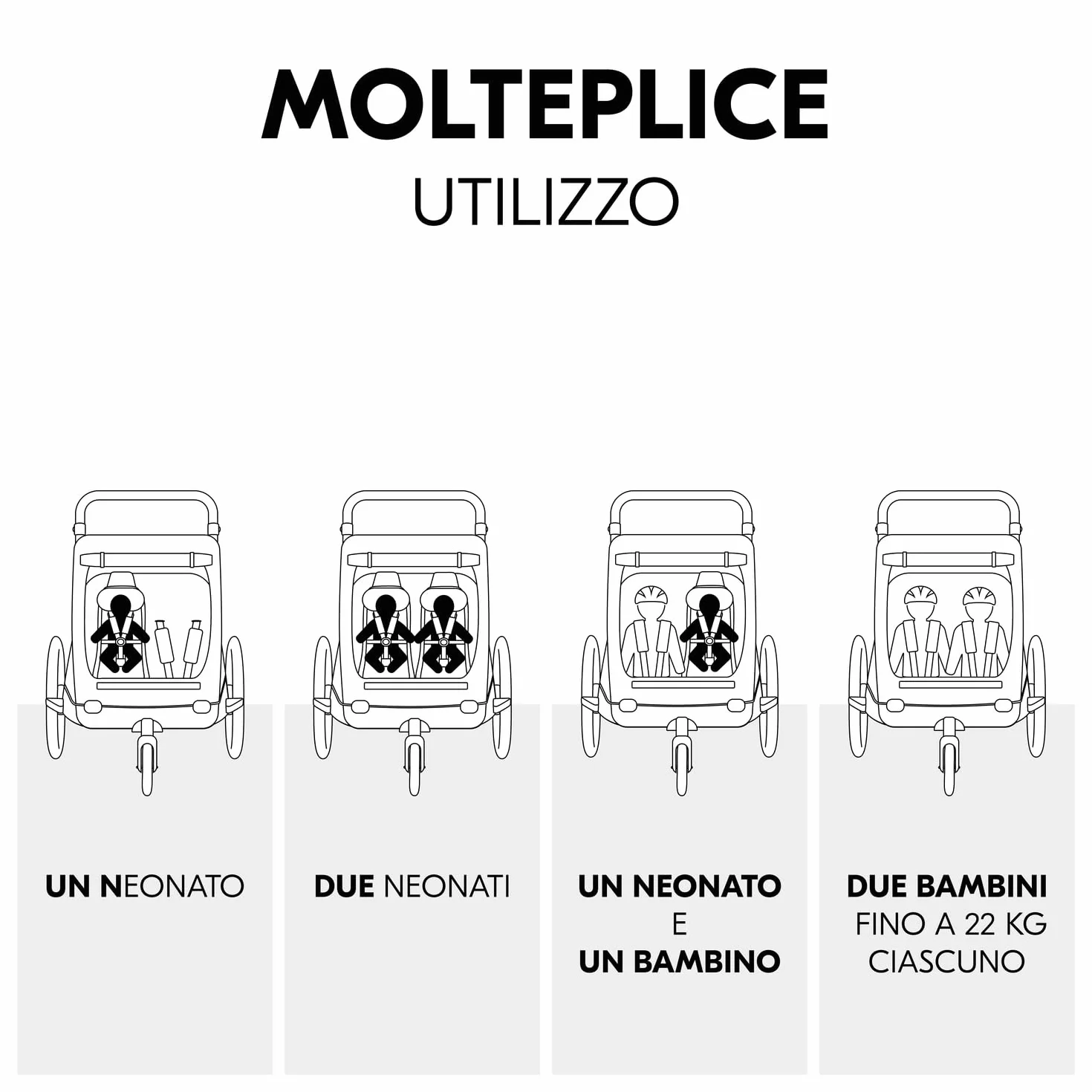Hauck Baby Lounger 2 Grey Seggiolino Rimorchio Bici Dryk Duo Dryk Duo Plus Bike N Walk Duo 1-10 Mesi Max 75 cm 10 kg Cintura 5 Punti Poggiatesta Coprigambe