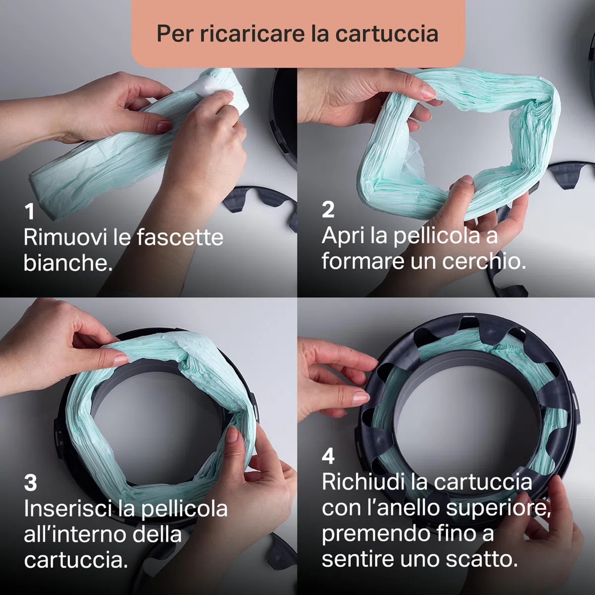 Tommee Tippee Sacchetti per mangiapannolini Twist & Click, 12 ricariche da 10,5 metri, pellicola antibatterica* multistrato, da inserire nella ricarica in uso, 12 x 10,5 m