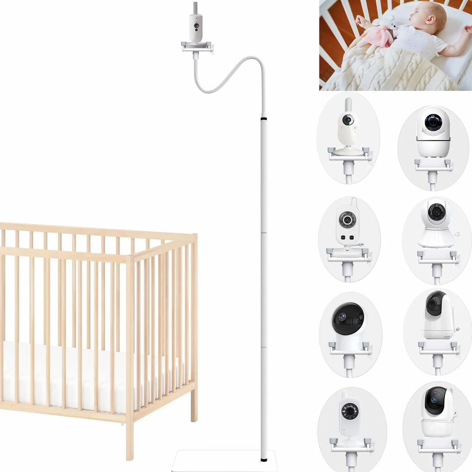 Supporto da pavimento per baby monitor compatibile con Philips Avent/eufy/GHB/BOIFUN/Hellobaby/NWOUIIAY/TakTark e compatibile con la maggior parte delle videocamere per bambini