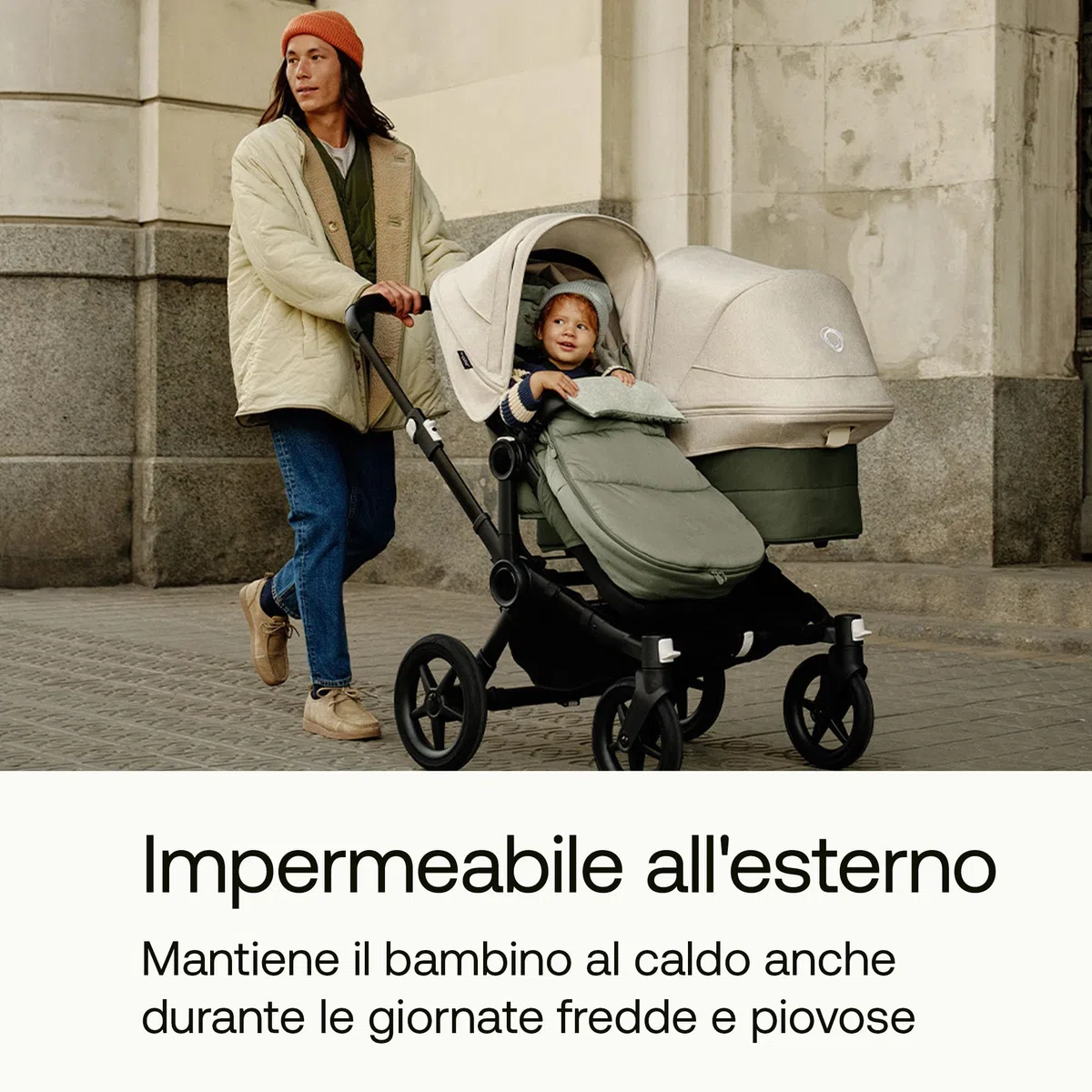 Bugaboo Sacco a Pelo, Accessorio Essenziale per il Passeggino, Per Tutte le Stagioni e Impermeabile, con Poggiapiedi, Caldo, Confortevole e Traspirante, in Pine Green