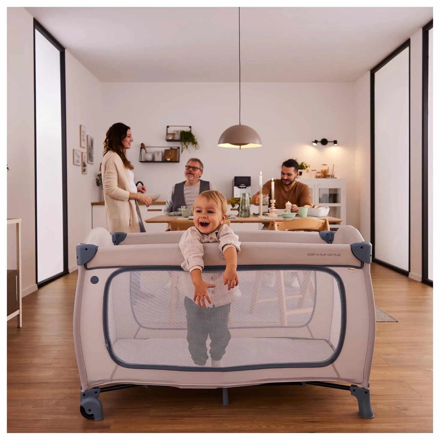 Hauck Sleep N Play Go Plus Łóżeczko Składane 120x60 do 15kg z Kołami - Dusty Blue