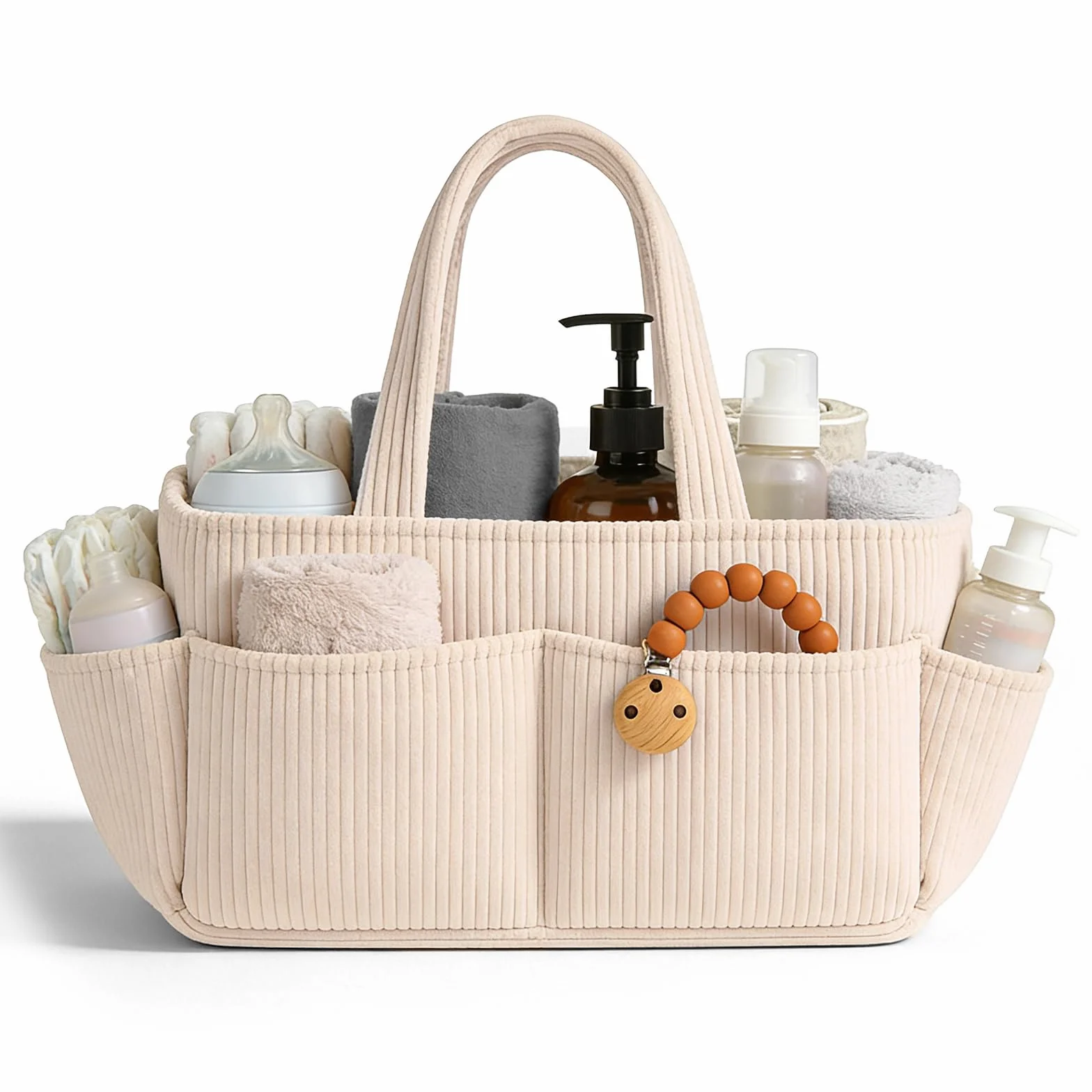 Cestino per fasciatoio, organizer per pannolini con scomparti rimovibili, elegante cestino per la cameretta dei bambini, regalo per fasciatoio e borsa per pannolini (rosa chiaro)