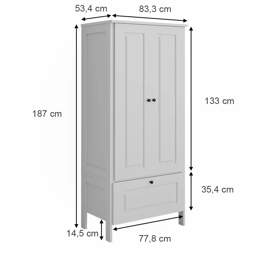 VitaliSpa Guardaroba per bambini Ajaton Bianco 83.3 x 187 cm