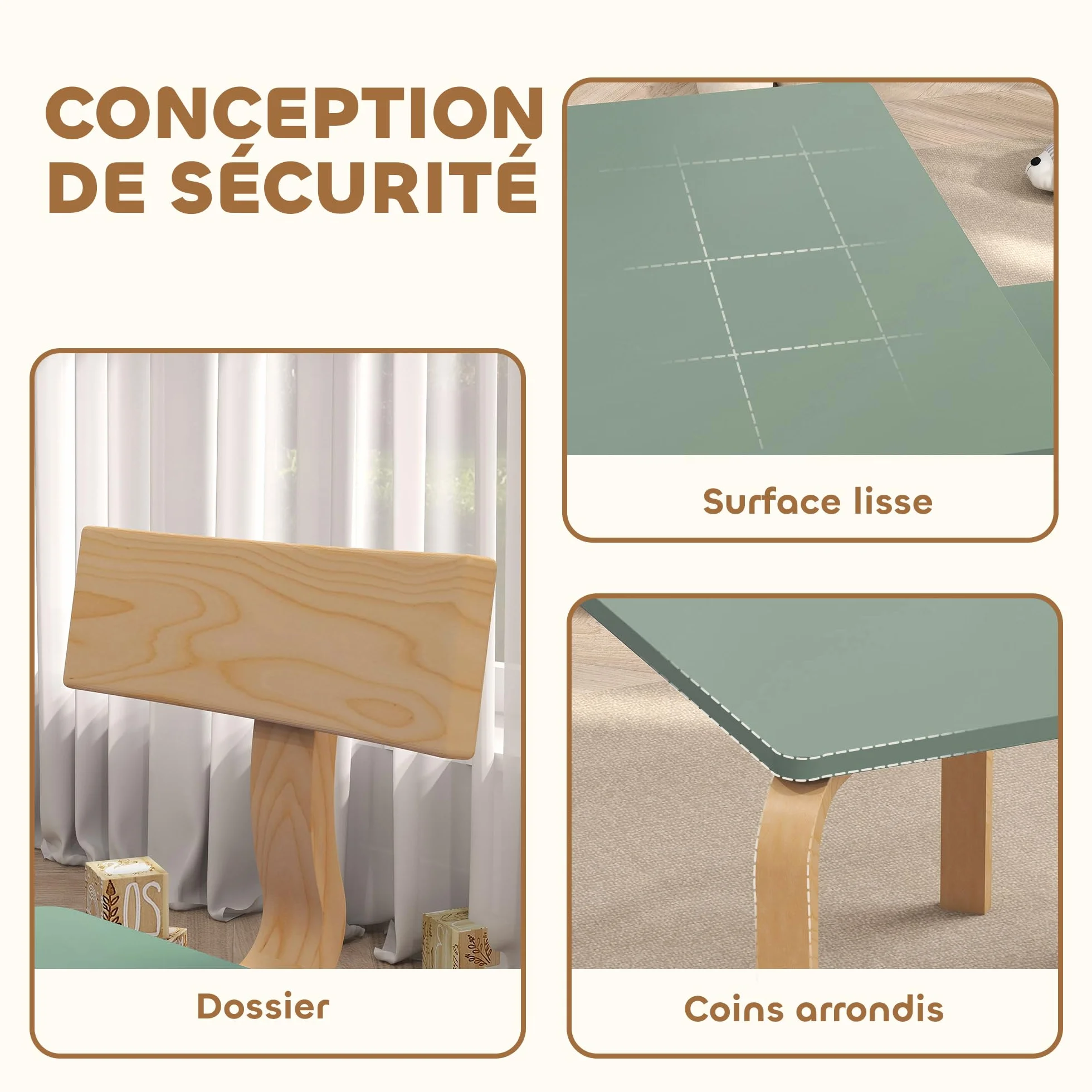 AIYAPLAY Tavolo per bambini con sedia, set di tavolo e 2 sedie in legno per disegnare, giocare, studiare, regalo per bambine e bambini 3-8 anni, per cameretta, camera da letto, asilo, verde