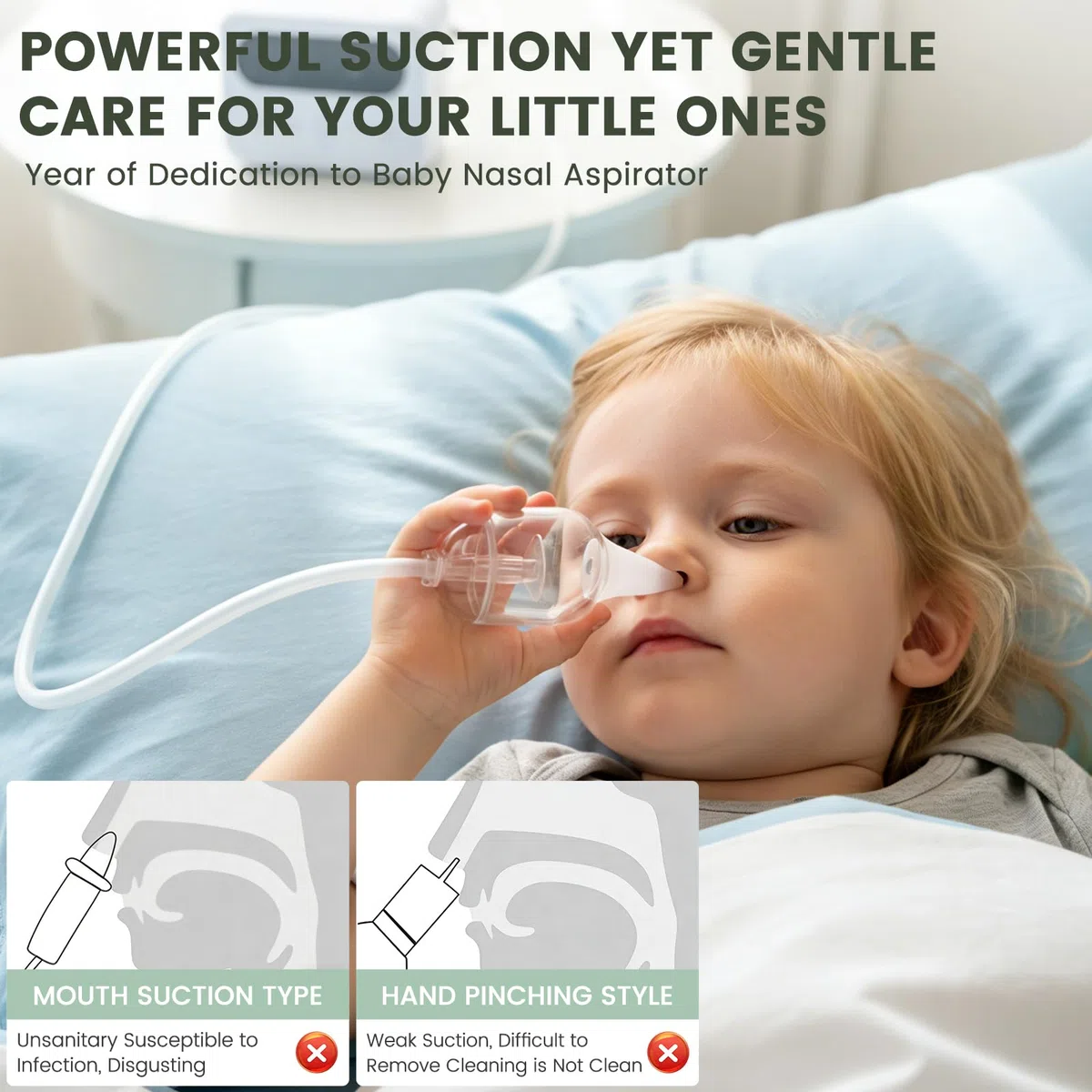 Aspiratore Nasale Neonato Elettrico, 65Kpa Aspiratore Nasale Elettrico Neonato Ricaricabile USB-C, 9 Aspirazione Regolabili, Silenziosi, 3 Silicone Morbido, LED e Musica, Bambino e Neonato