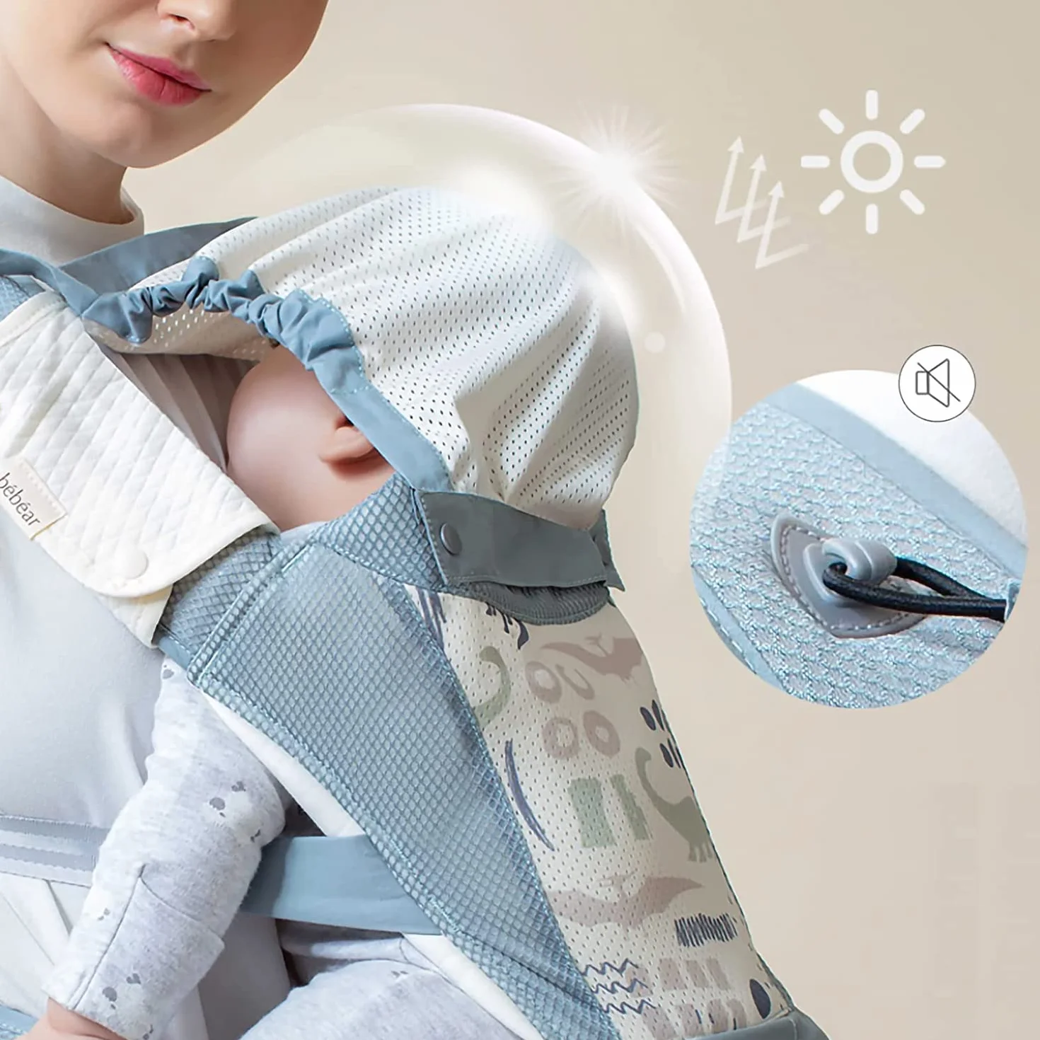 Bebear Marsupio,Bebamour Marsupio per 0-36 mesi, marsupio traspirante da neonato a bambino, approvato dagli standard di sicurezza, seggiolino ergonomico 6 in 1 anteriore (New Air Grey)