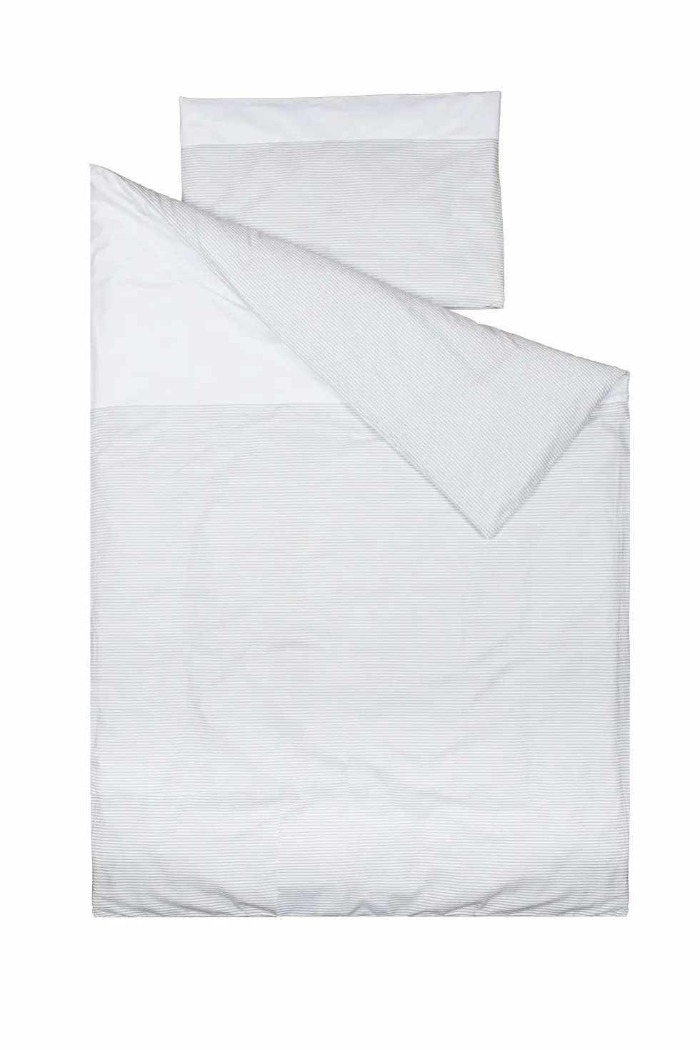 Copripiumino lettino 60x120cm + Federa Cuscino - 100% Cotone - Mis - 90x120cm, 30x60cm - Vizaro - Linee Grigie