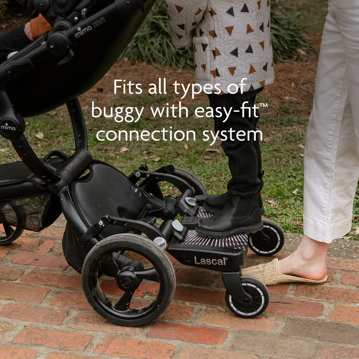 Lascal BuggyBoard Maxi, Pedana passeggino universale compatibile con quasi tutti i modelli di passeggini, Pedana buggy board per bambini di 2-6 anni (22 kg), nero