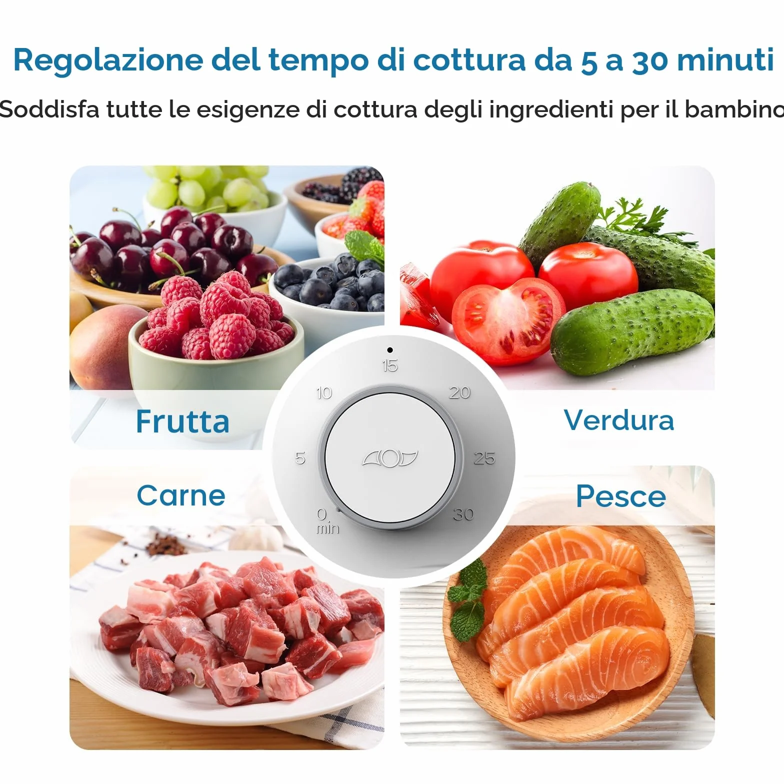 Cuocipappa Mixer Multifunzione Omogeneizzatore per Neonati con Cestello Vapore Reversibile