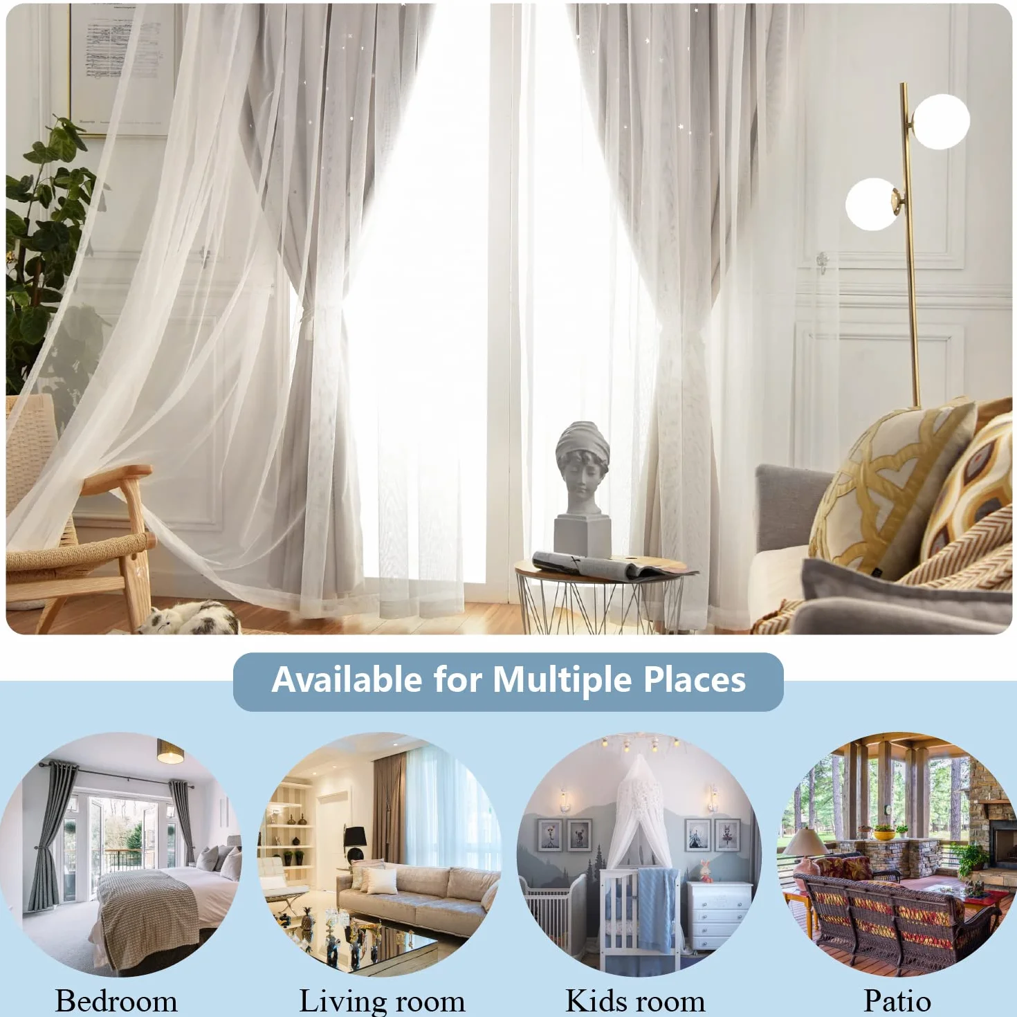 Loyala Tende Oscuranti Stelle 132x244 cm Set 2 Pannelli Camera da Letto Bambine