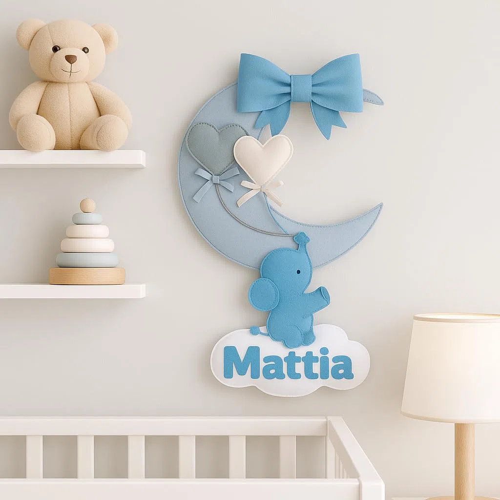 Fiocchi Nascita Bambina e Bambino con Nome Personalizzato - Fiocco Nascita Bimbo da Esterno o Interno - Fiocco Nascita Bimba Personalizzato