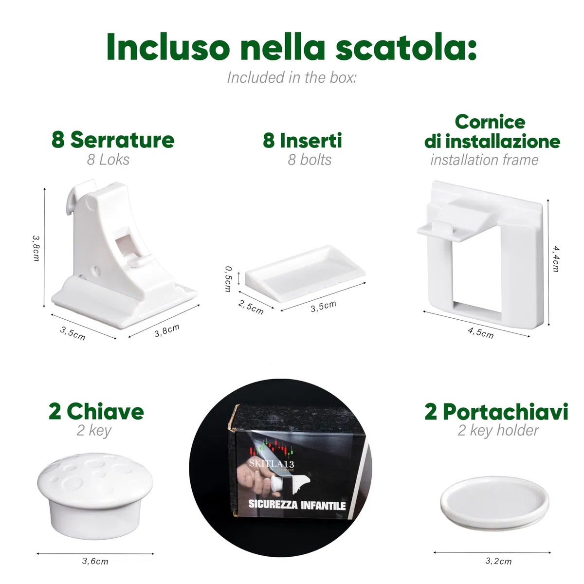 Blocca cassetti per bambini 8 Serrature + 2 Chiavi magnetiche, Chiusura cassetti per bambini, Magnetico Senza Viti Installazione Rapida con Biadesivo Invisibile