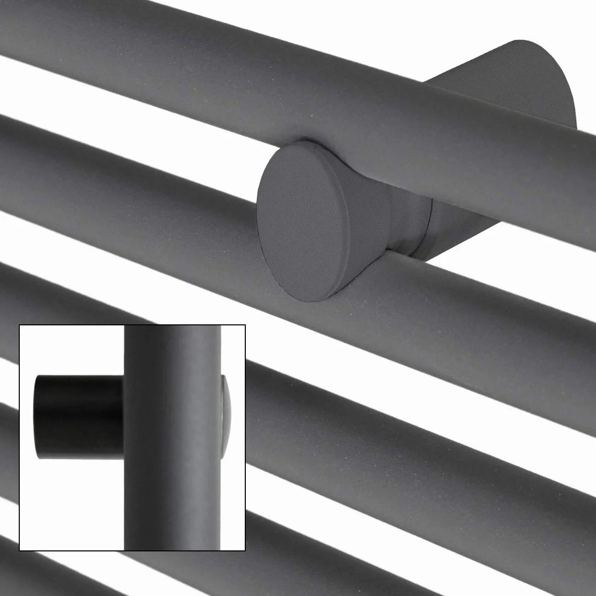 ECD Germany Radiatore Sahara Scaldasalviette Moderno per Bagno - 600 X 1800 mm - Antracite- Acciaio - Dritto con Attacco Laterale - Radiatore Scaldasalviette Asciugamani Riscaldamento Non Elettrico