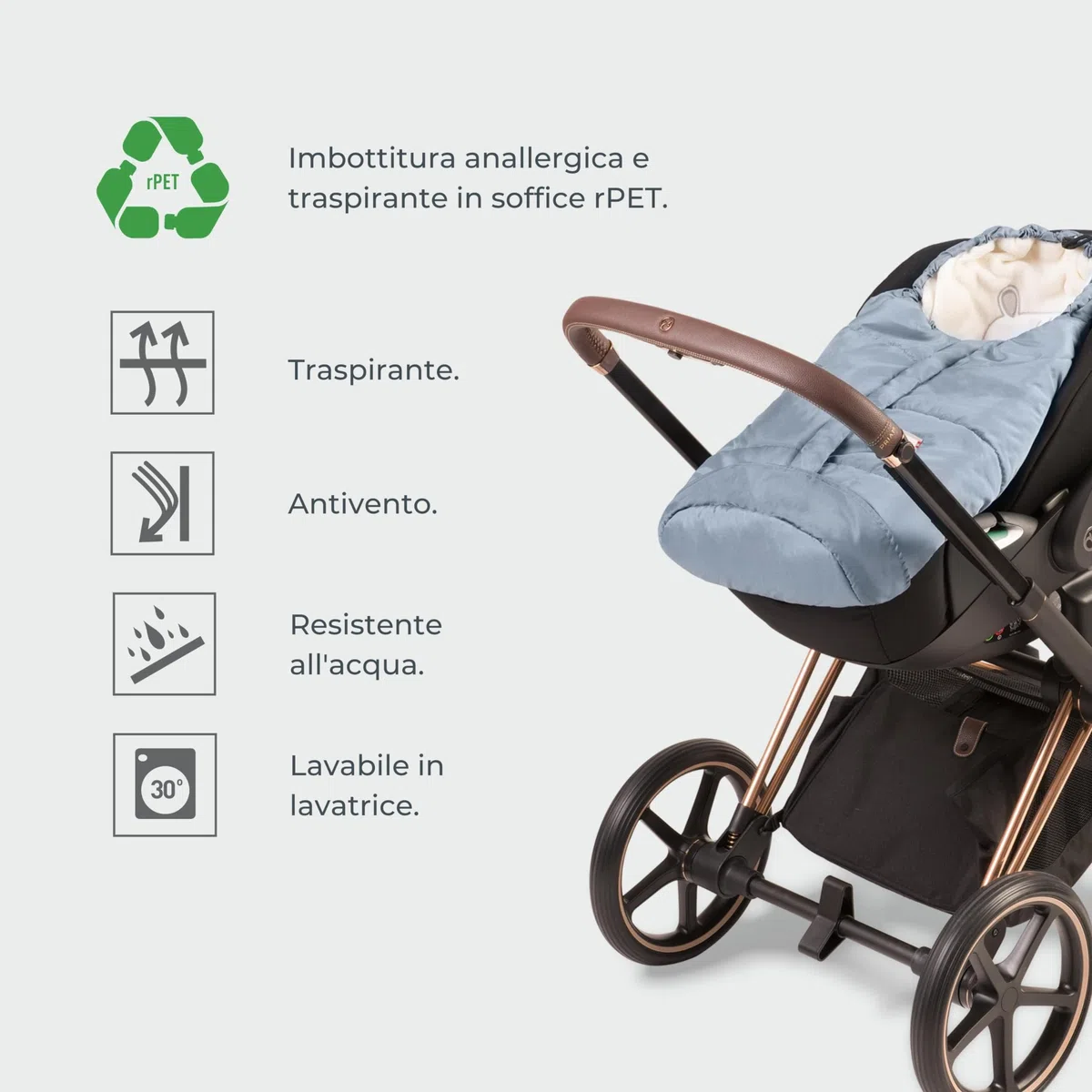 Nuvita 9205 Ovetto Cuccioli | Sacco Universale per Seggiolini Auto con Animaletti | Perfetto per Bambini da 0 a 6 Mesi (80 cm) | Resistente al Freddo fino a -10°C | Blu Notte