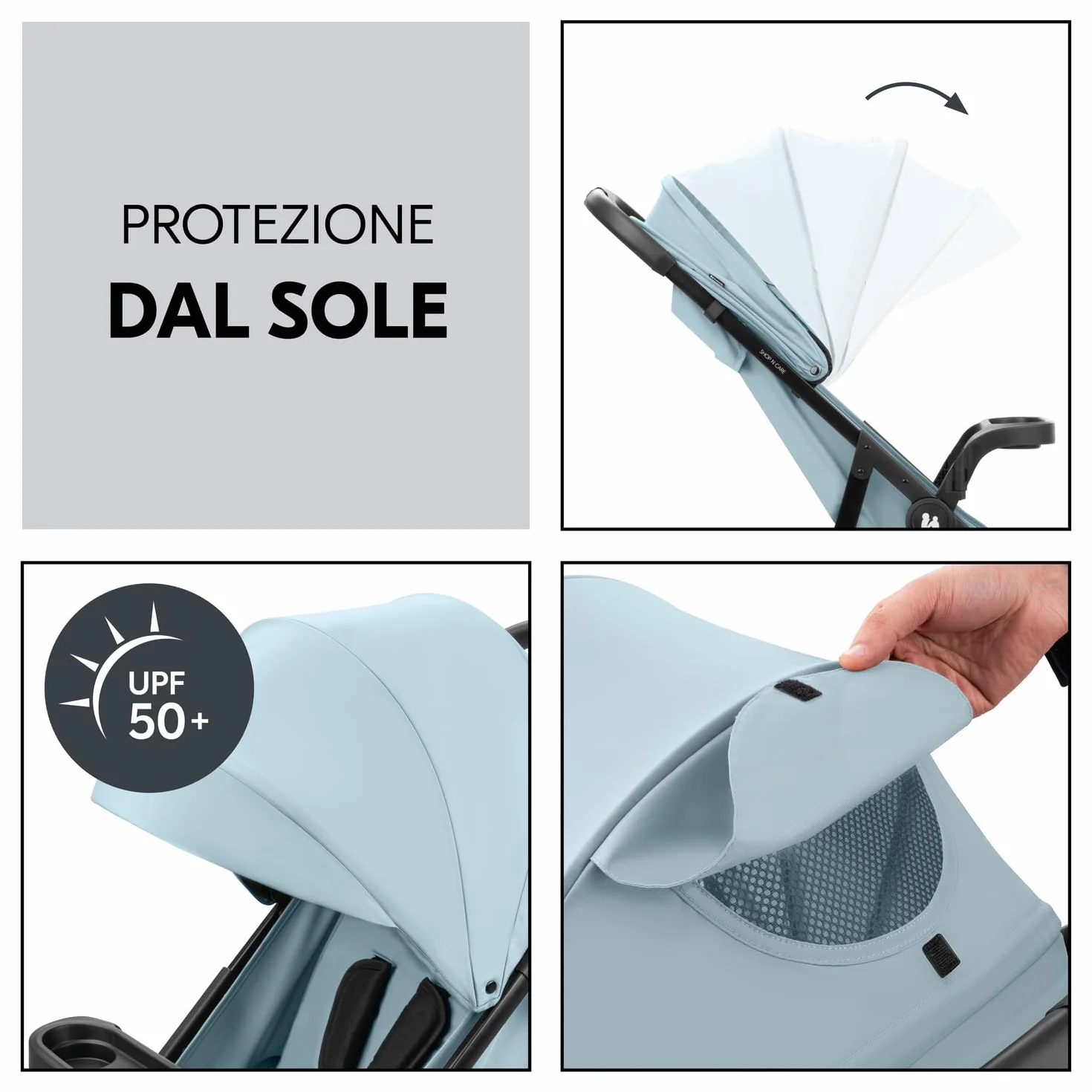Hauck Passeggino Leggero Shop N Care Reclinabile UPF 50+ Cesto XL Dusty Blu