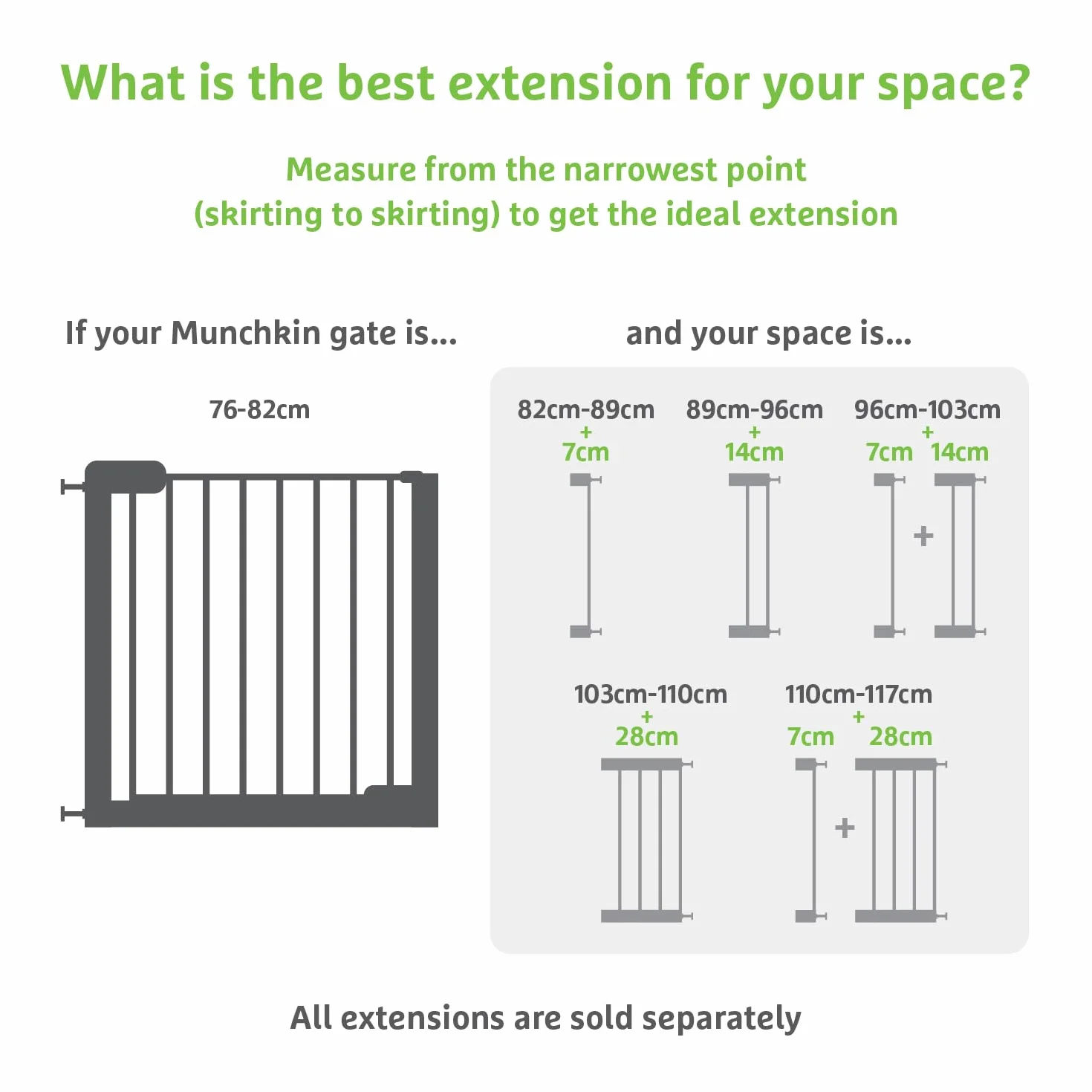 Munchkin Stair Gate Maxi Secure Toddler Baby Gate 76-82cm Extends 117cm Pressure Fit Safety Gate Doorways No-Screw Install White