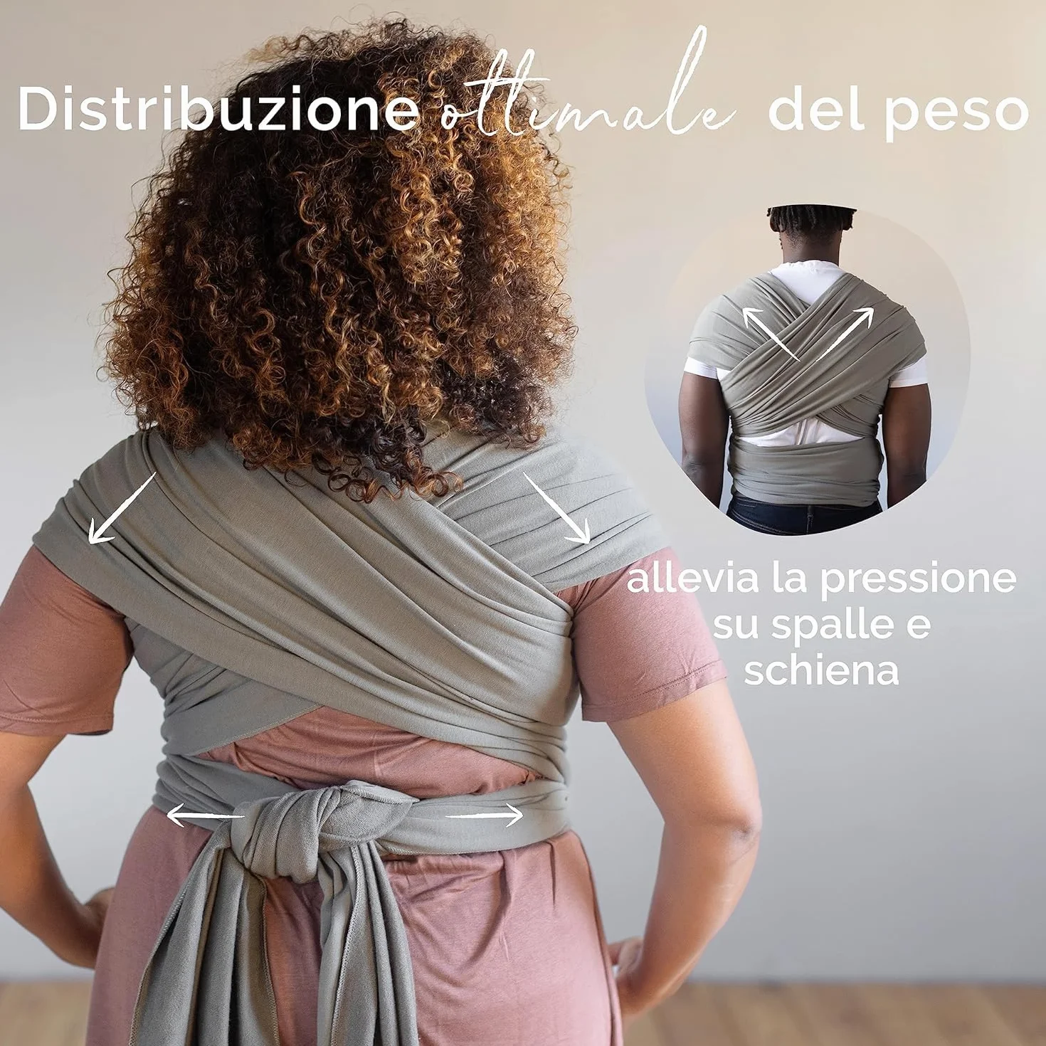 Boba Wrap - Fascia Elastica Porta Bebè Neonato, Portabimbo Facile da Indossare (Grey)