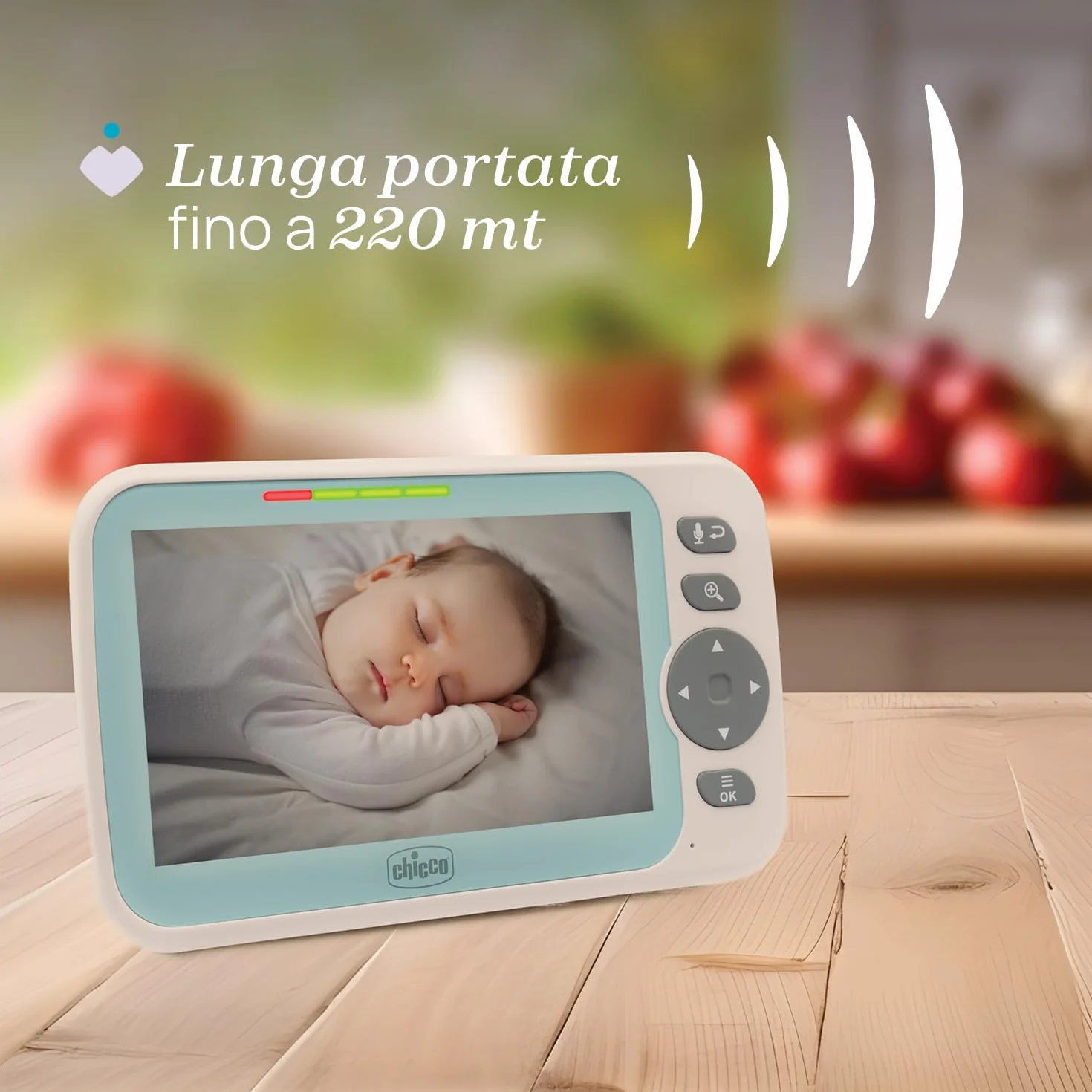 Chicco Baby Monitor Video Evolution 5" Telecamera Rotante Schermo a Colori 220m Termometro Suoni Bianchi No WIFI