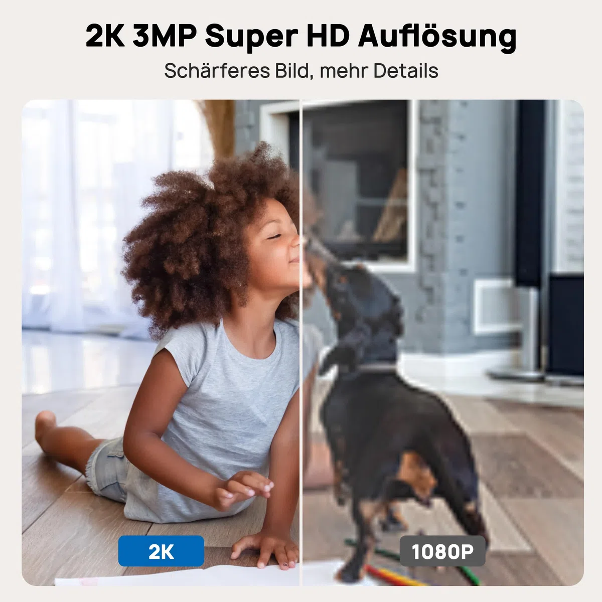 CZEview Babyphone da 3 MP con fotocamera, Baby Camera con app, 360 Baby Camera WLAN, riconoscimento umano/urla, visione notturna, indicatore della temperatura, funzione interfono e WiFi 2,4/5 GHz