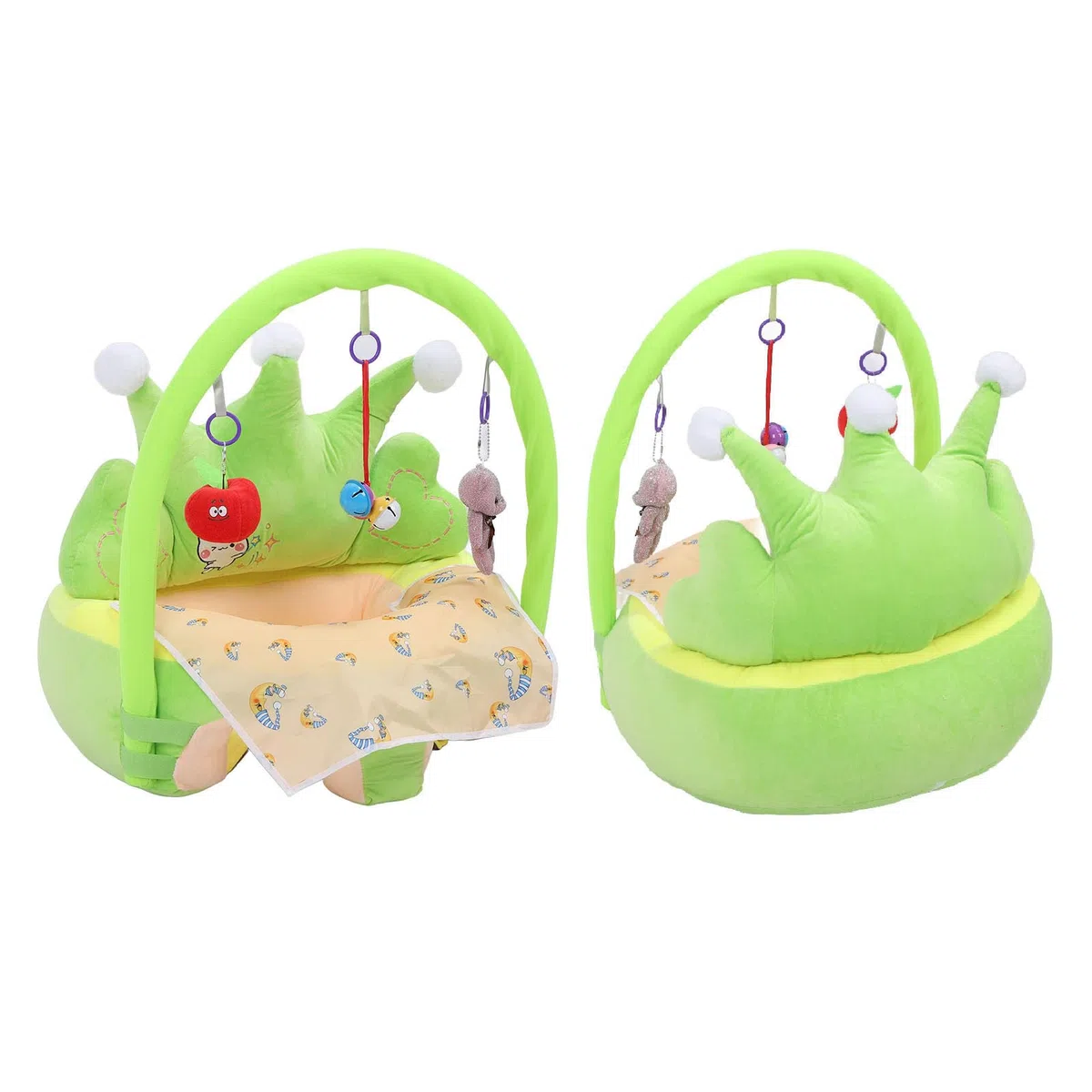 Il Morbido Seggiolino di Supporto per Bambini in Peluche Mantiene la Postura Seduta Comoda Imparando a Sedersi Sulla Sedia per Neonati e Bambini Piccoli (GREEN)