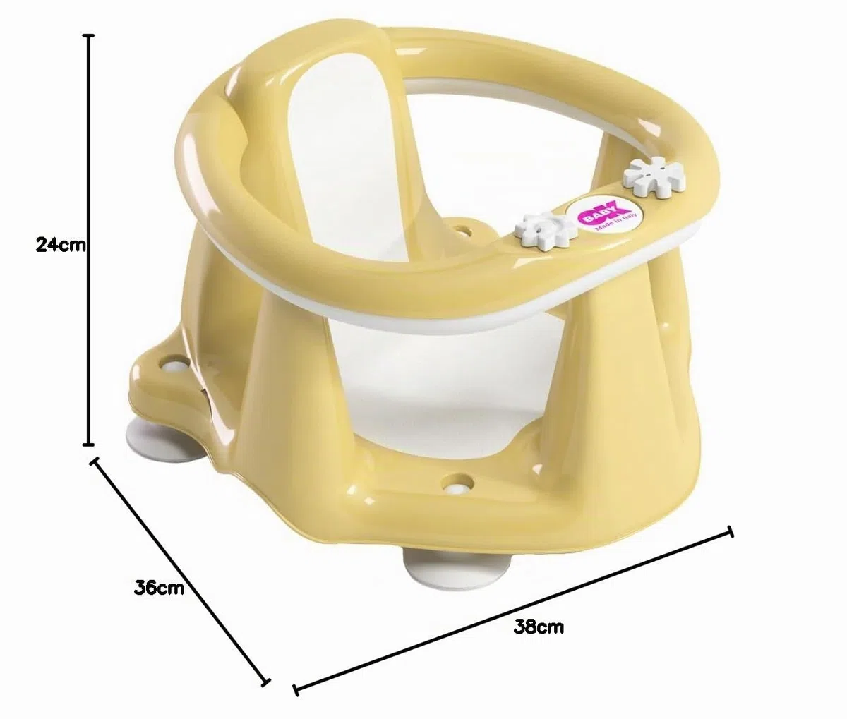 OKBABY Flipper Evolution - Seggiolino da Bagno, Anello con Seduta in Gomma Antiscivolo per il Bagnetto del Neonato 6-15 Mesi (13 kg) - Giallo
