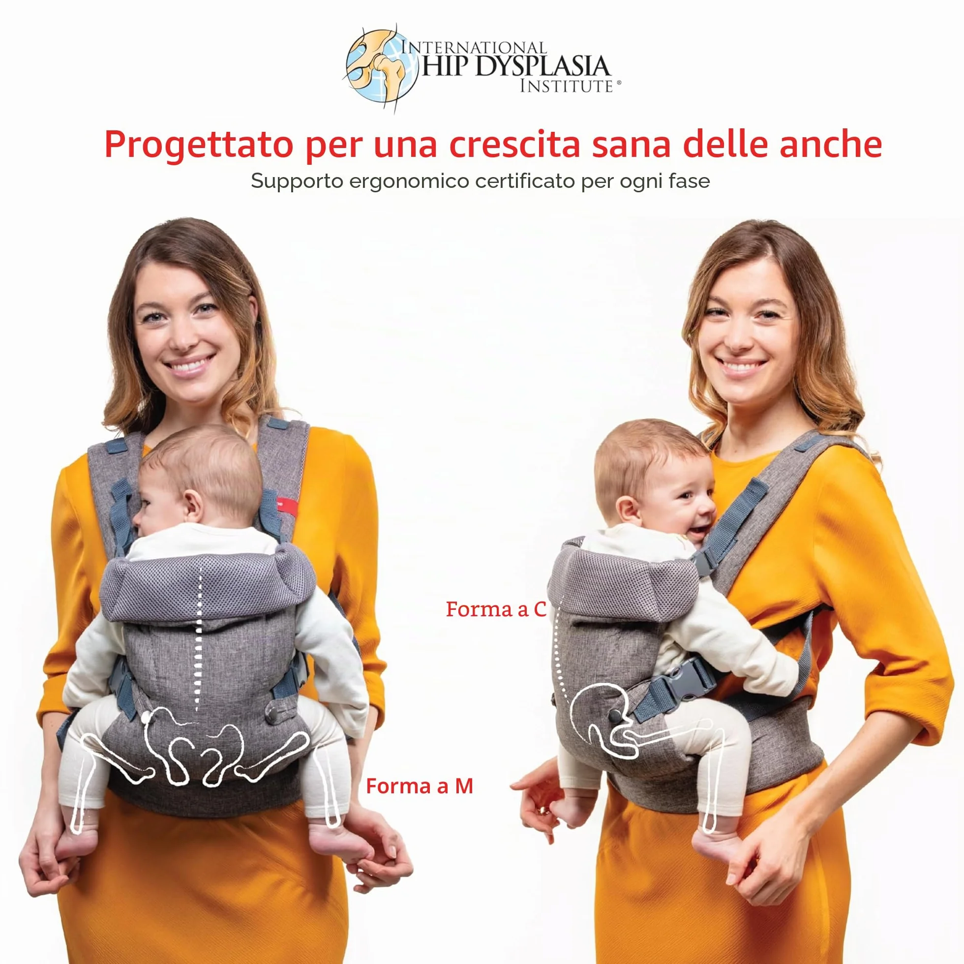 YOU+ME Marsupio neonato 0-36 Mesi (3,2–15 kg) - Marsupio bambino, Tutte le posizioni, ergonomico, regolabile e traspirante con pannelli in rete 3D e bavaglino 2-in-1 (Grigio)