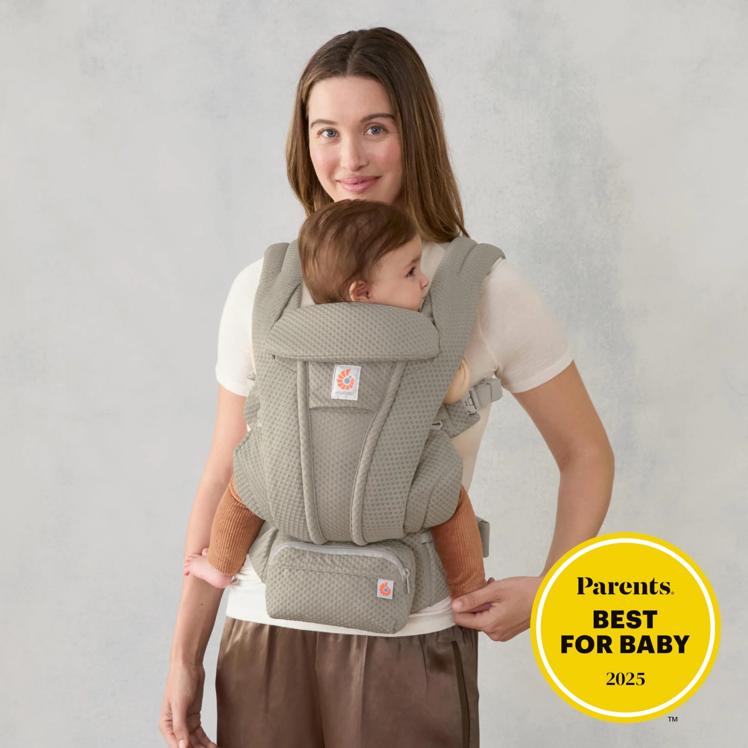 Ergobaby Omni Deluxe - Marsupio ergonomico a 4 posizioni in rete per neonati fino a 20 kg, sistema da viaggio, colore: verde oliva