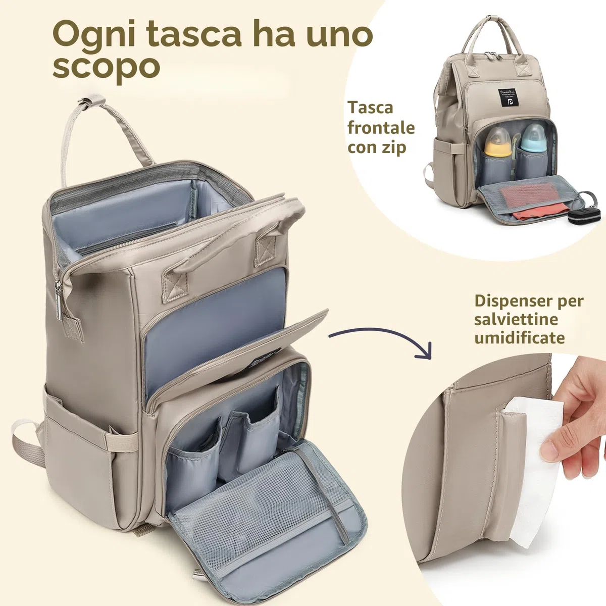 Pomelo Best Zaino Fasciatoio per Bambini con Fasciatoio Impermeabile Grande Capacità Borsa Passeggino per Viaggi - Serie Macaron