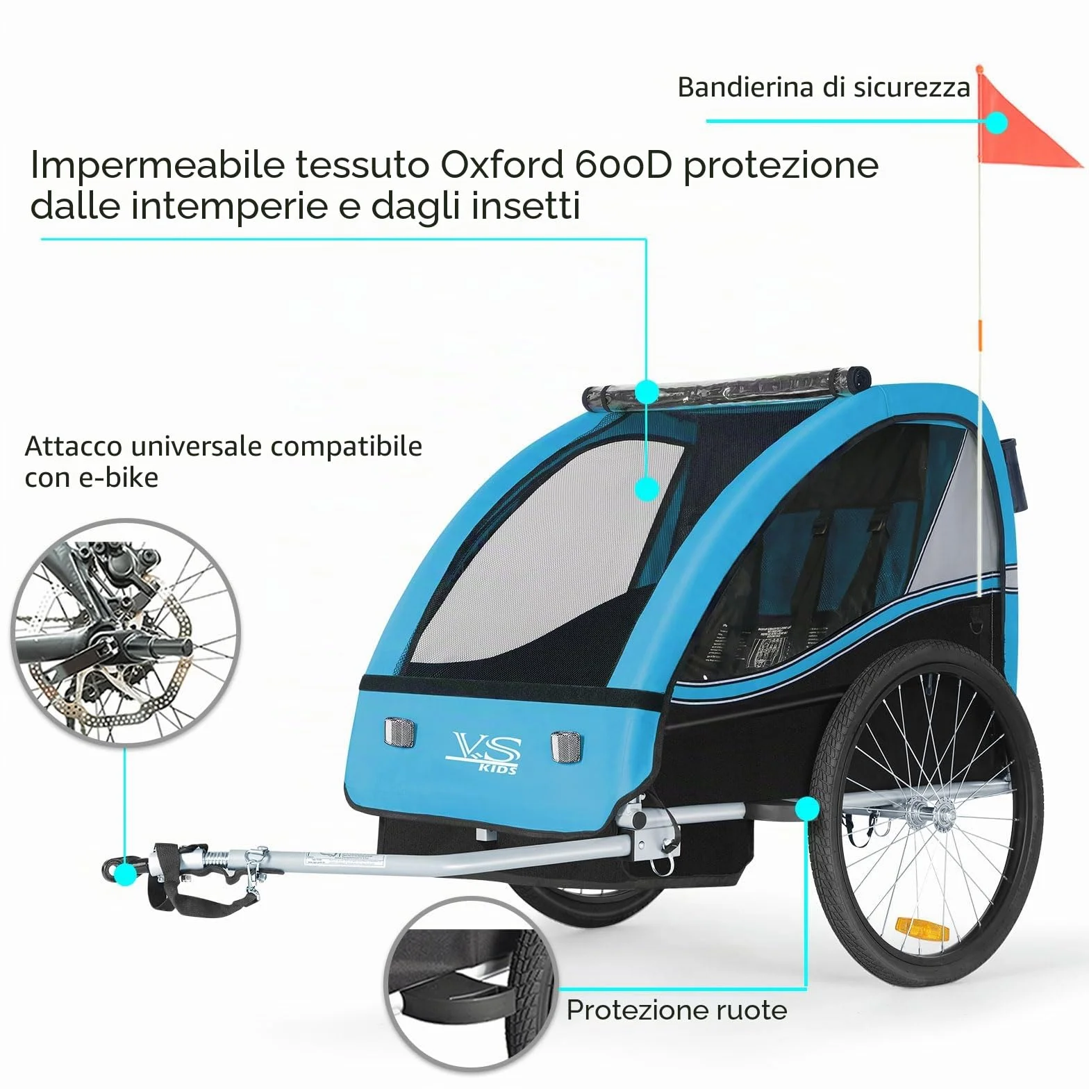 Tiggo VS 50202 Passeggino e rimorchio per bicicletta 2 in 1