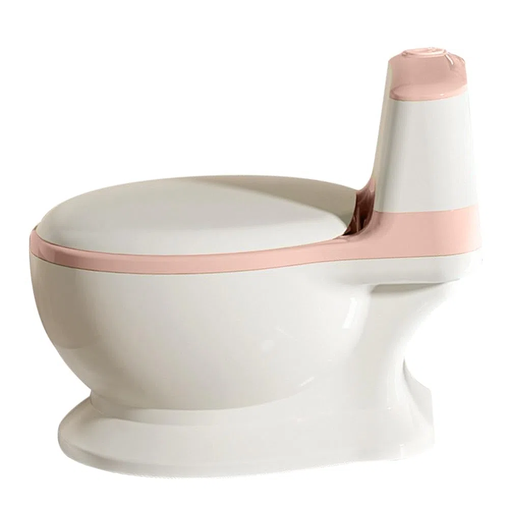 Vasetto da bagno musicale per l'apprendimento della pulizia di 1-4 anni - WC per bambini e neonati - confortevole anti scivolo con rumore di caccia e musica, 50 kg, contenitore rimovibile - rosa - 1