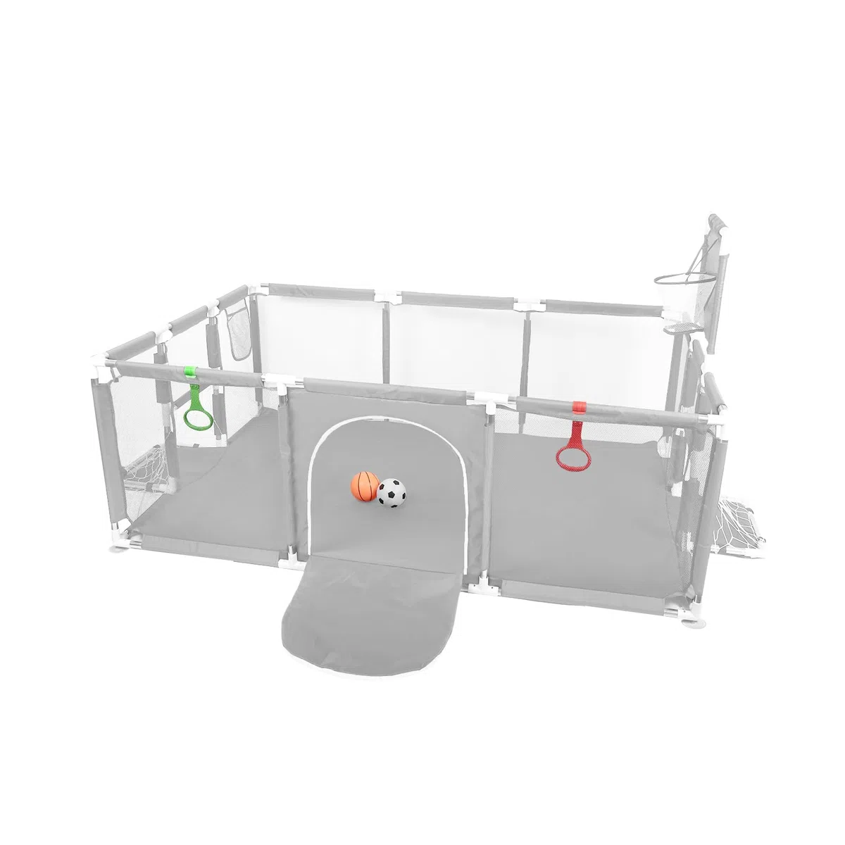 Box per bambini, in tessuto Oxford, recinzione per bambini, 50 palline, 4 anelli, 180 x 120 x 66 cm, grigio chiaro