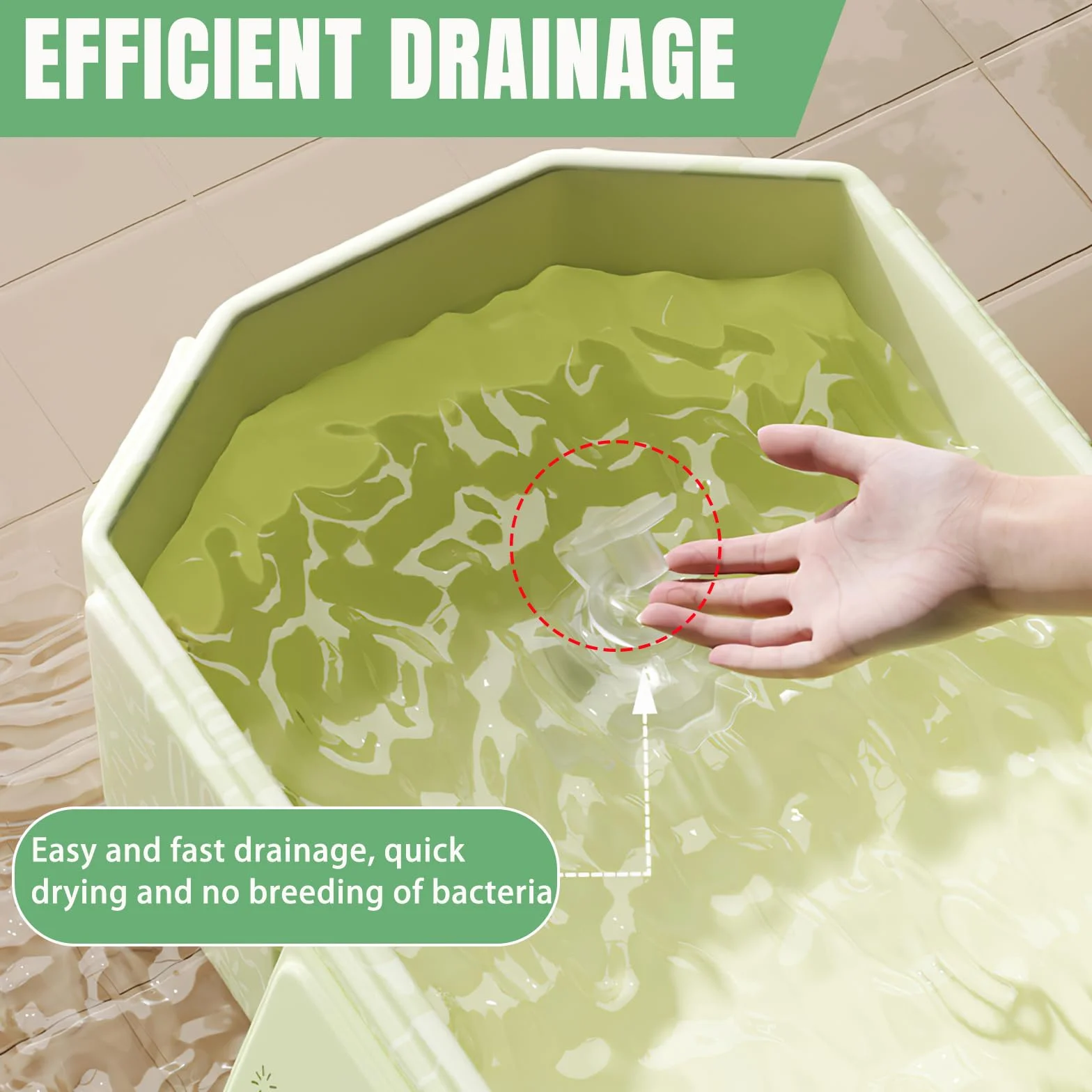 Vasca da bagno pieghevole, Vaschetta portatile per bambini – Salvaspazio e leggera, Con tappo di scarico, Vasca multifunzione per bambini 0-8 anni, Verde