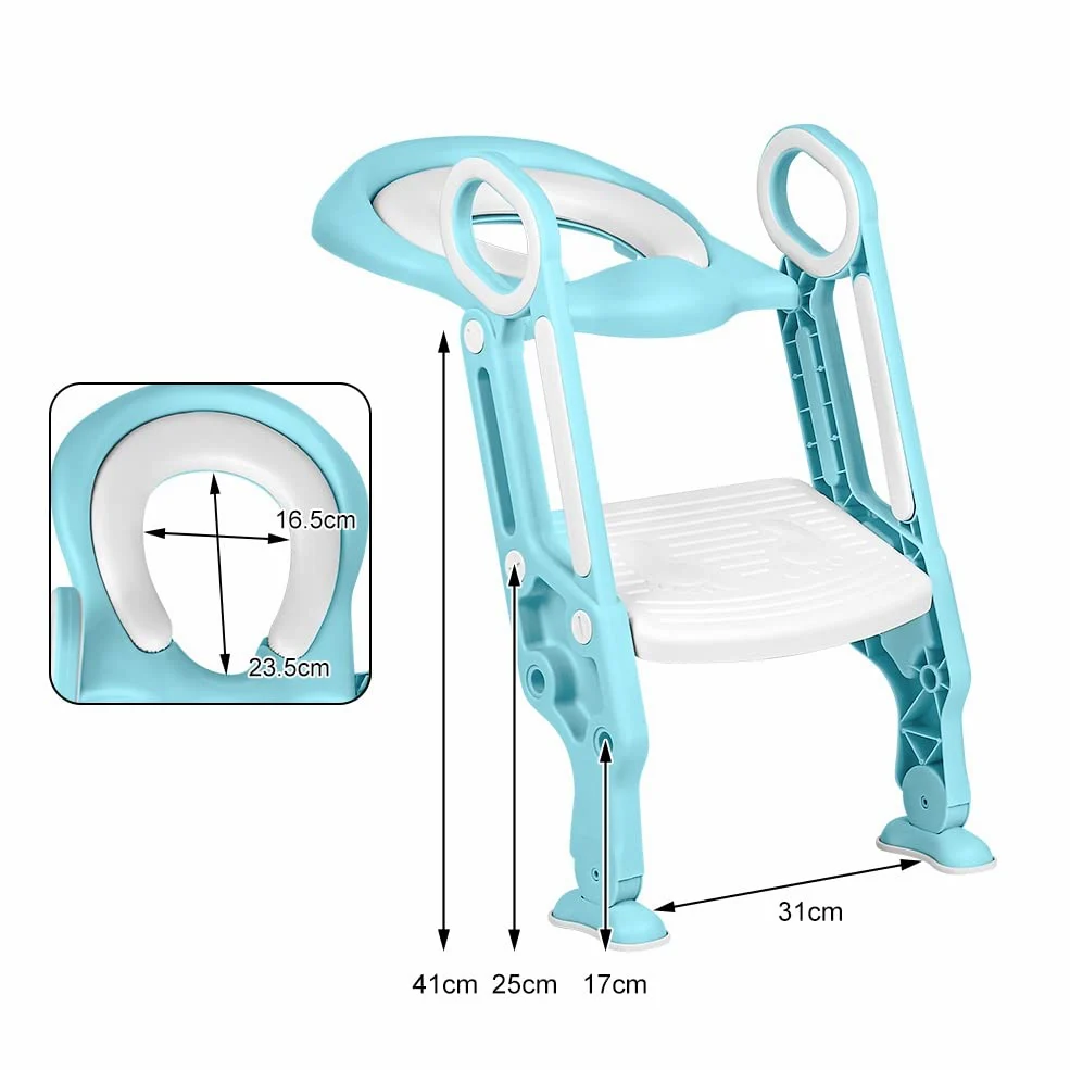 Riduttore Water Bambini con Scaletta - Riduttore Portatile WC Bimbi Dotato di Largo Scalino Resistente e Antiscivolo, Morbida Seduta Imbottita, Adatto per Tazze WC a V, U Oppure O