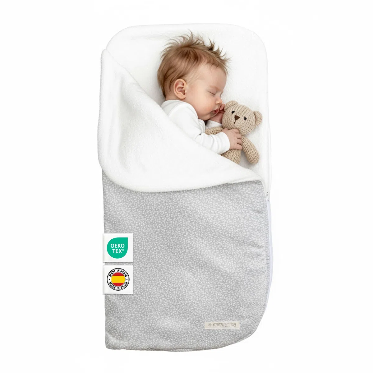 MIMUSELINA Sacco Nanna Invernale 0-6 Mesi Universale | Per Passeggino, Culla e Ovetto | Copertina Neonato Invernale Cotone Morbido e Caldo | 2 in 1: Sacco 92x46 cm o Coperta 92x92 cm