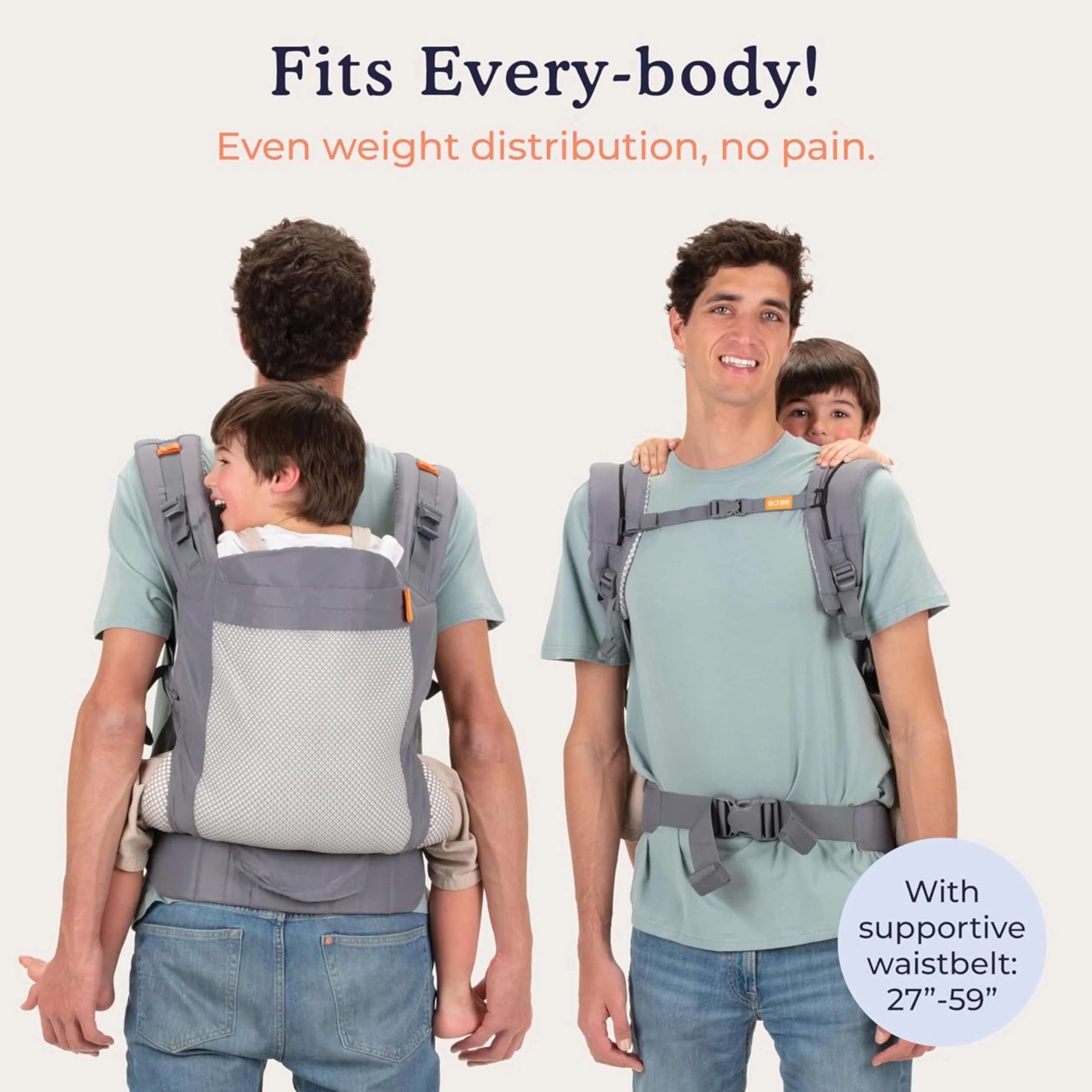 Beco Toddler Marsupio Ergonomico per Bambini - 2in1 Con Seduta Extra Ampia, 100% Poliestere Maglia 3D ad alte prestazioni, Fascia Elastica Porta Bimbi, Leggera e Traspirante, Porta Bebè da 9 a 27kg