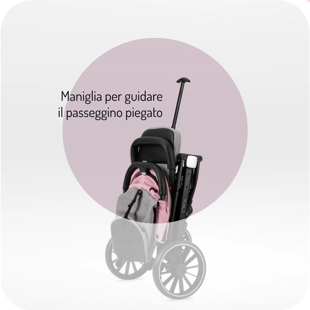 MoMi ESTELLE LIGHT PLUS Passeggino a partire da 6 mesi (fino a 22 kg), pieghevole con cintura di sicurezza a 5 punti, cestino porta spesa e funzione di apertura, manico telescopico per il traino