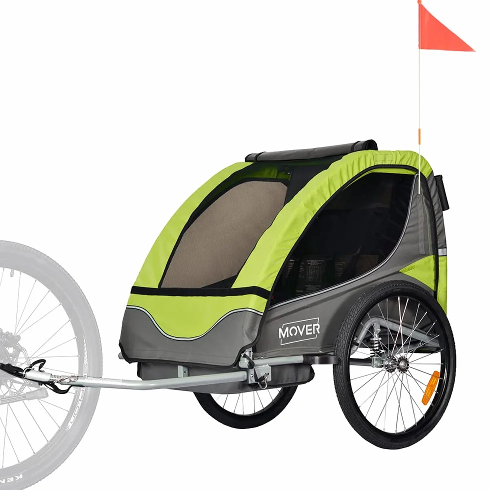 PAPILIOSHOP MOVER: Rimorchio Multifunzionale e Passeggino per il Trasporto Sicuro di 1 o 2 Bambini, Ideale per Escursioni e Avventure all'Aperto (Green)