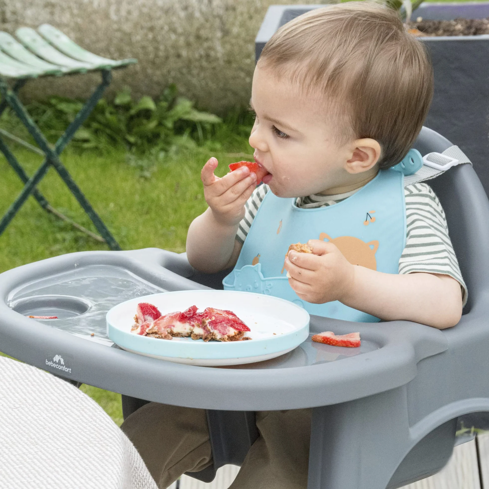 Bebeconfort Meely Seggiolone Pappa Portatile 2 in 1 Convertibile in Sedia Bambini, Seggiolone Evolutivo 6 Mesi-3 Anni, Leggero 3,3 kg, Cintura a 5 Punti, Dark Grey