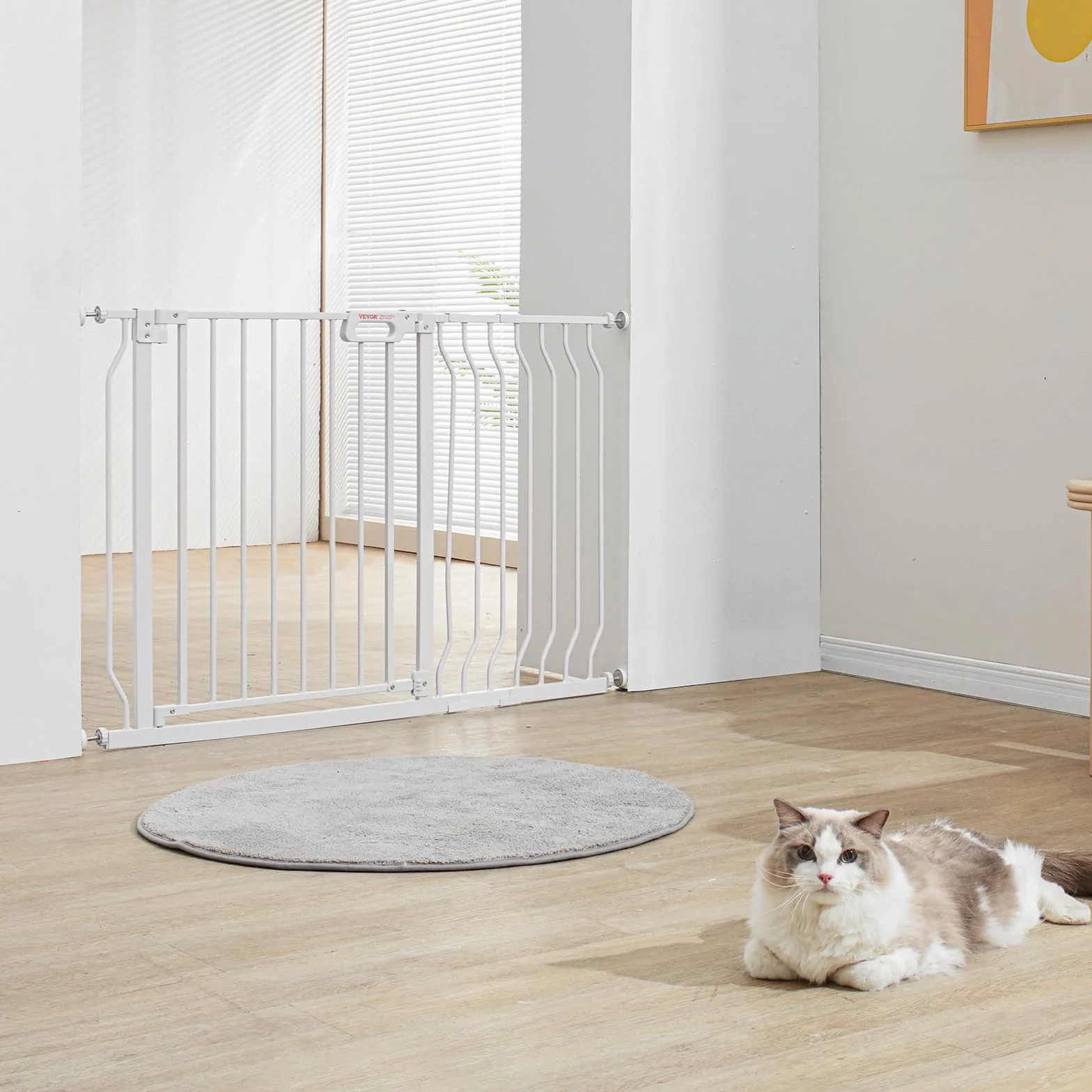 VEVOR Cancelletto di Sicurezza per Bambini Larghezza Espandibile 75-123 cm Altezza 76 cm Cancello per Cani Gatti Scale Porte Corridoi Bianco