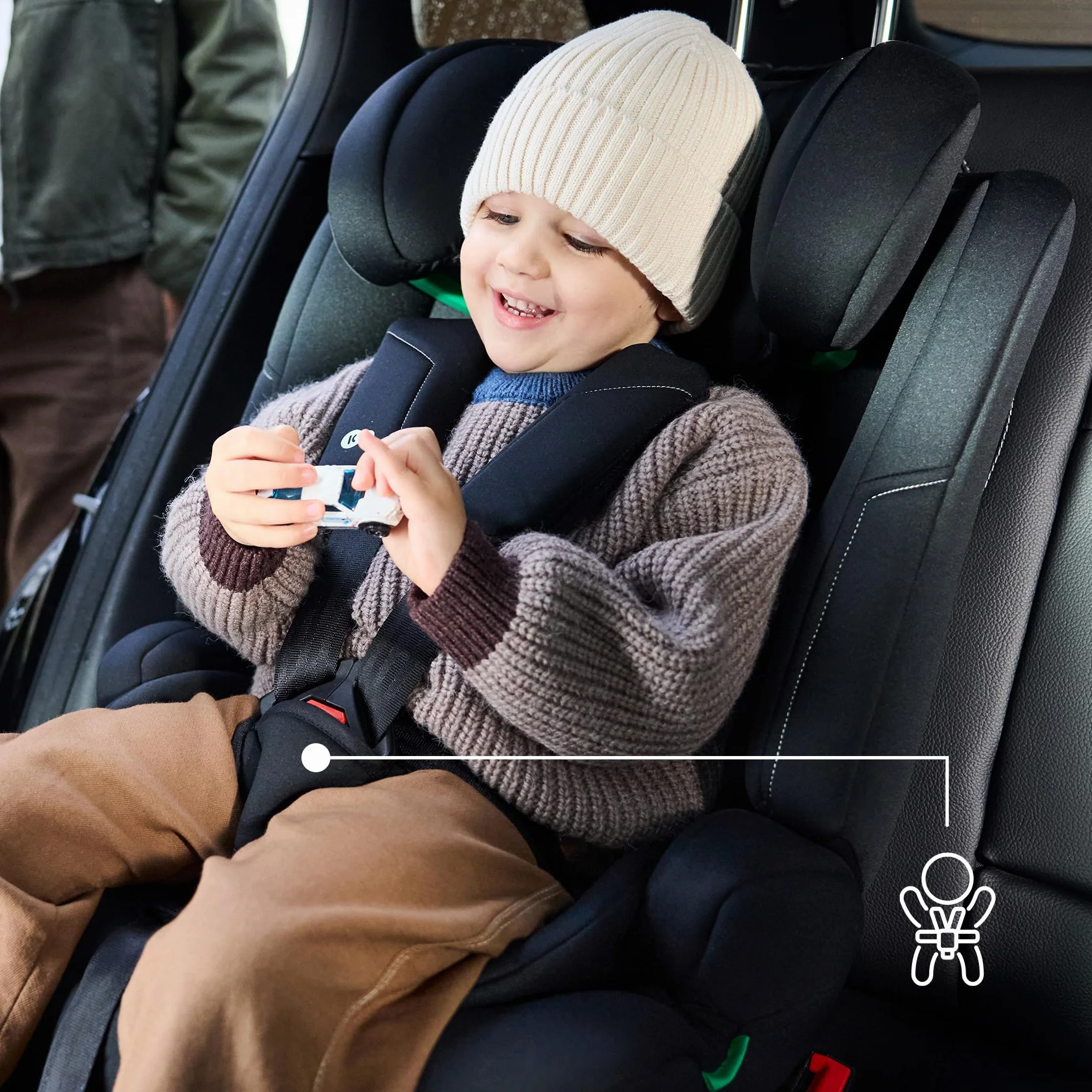 Kinderkraft SAFETY FIX 3 PRO I-SIZE 76-150 cm Seggiolino Auto 9-36 kg isofix, Alzatina auto bimbi, Poggiatesta regolazione, Cinture di sicurezza, extra TOP TETHER, Facile da pulire, Nero