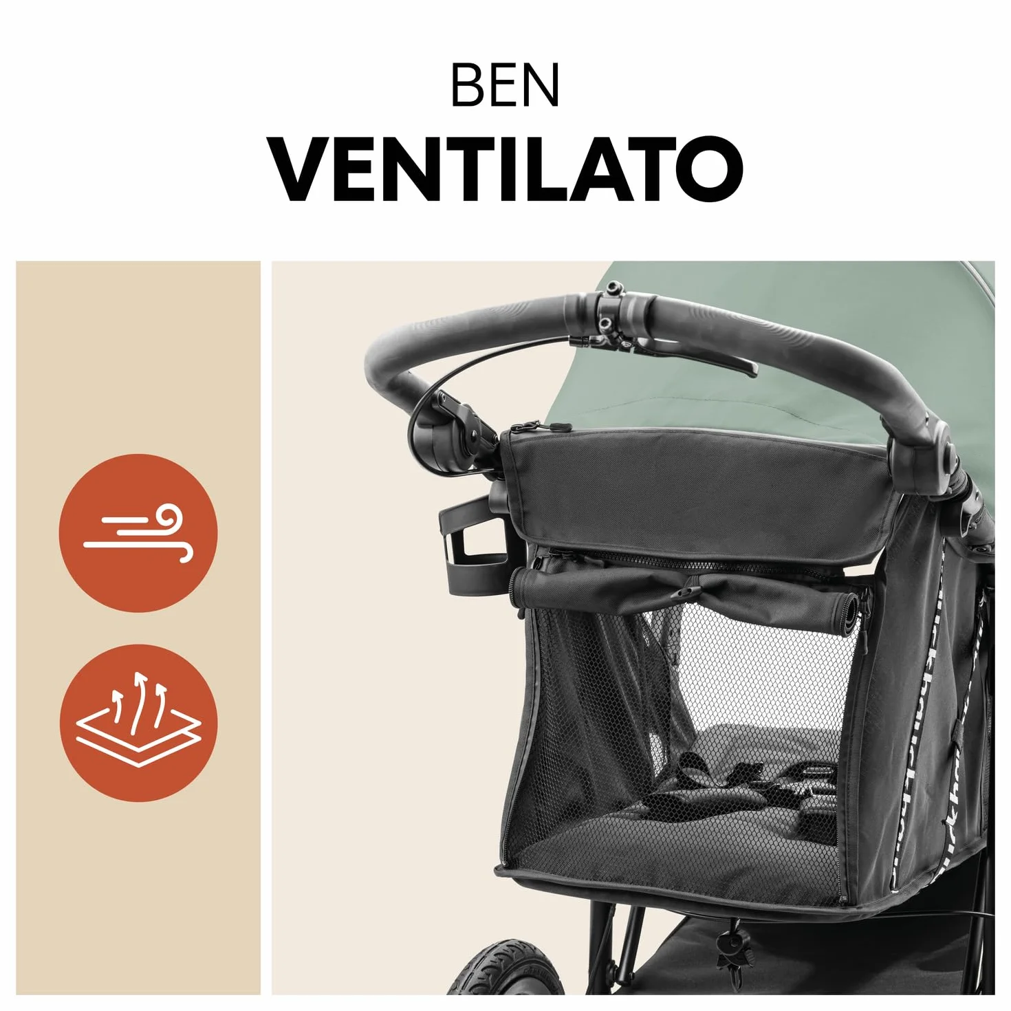 Hauck Runner 3 Verde Giungla Passeggino 3 Ruote d'Aria 22 kg Sospensione Regolabile Freno a Mano Cappottina XL UPF 50+