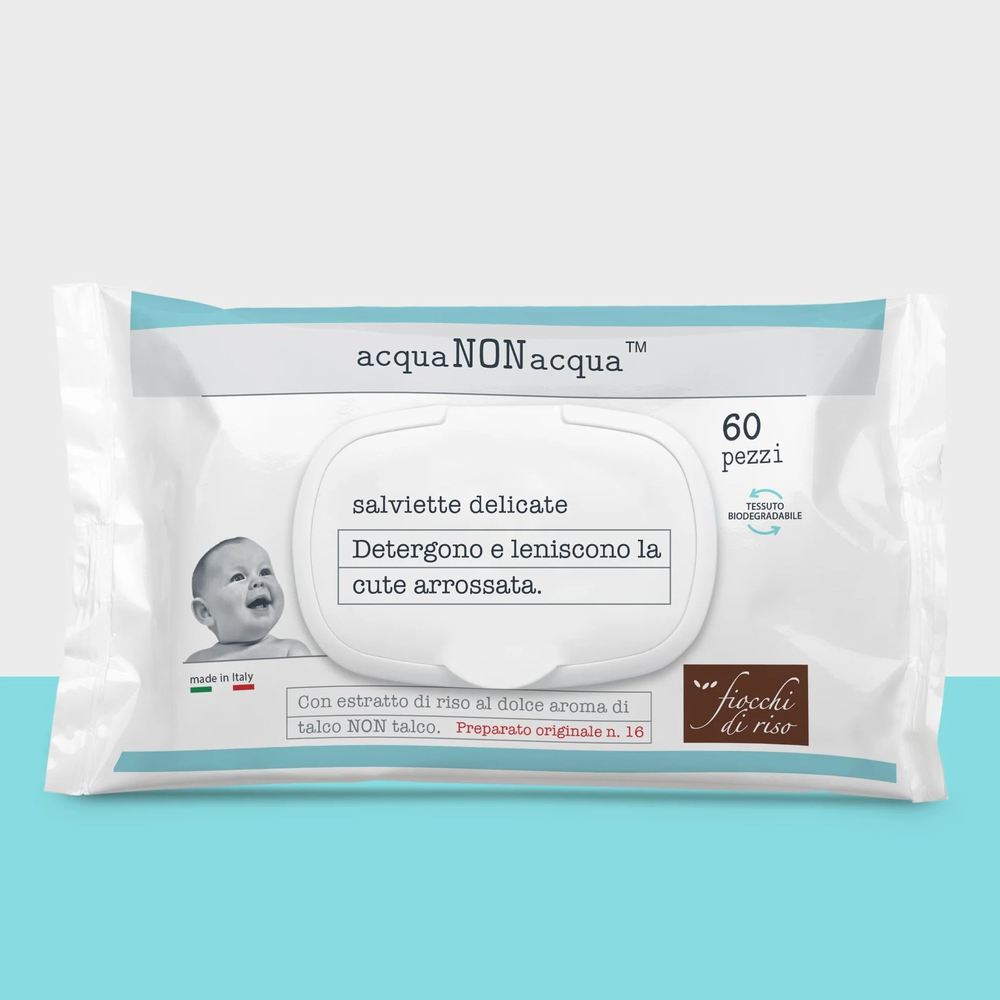 Fiocchi di Riso Salviette Acqua Non Acqua 720pz con Placchetta Cambio Pannolino Detergenti Idratanti Pelle Arrossata