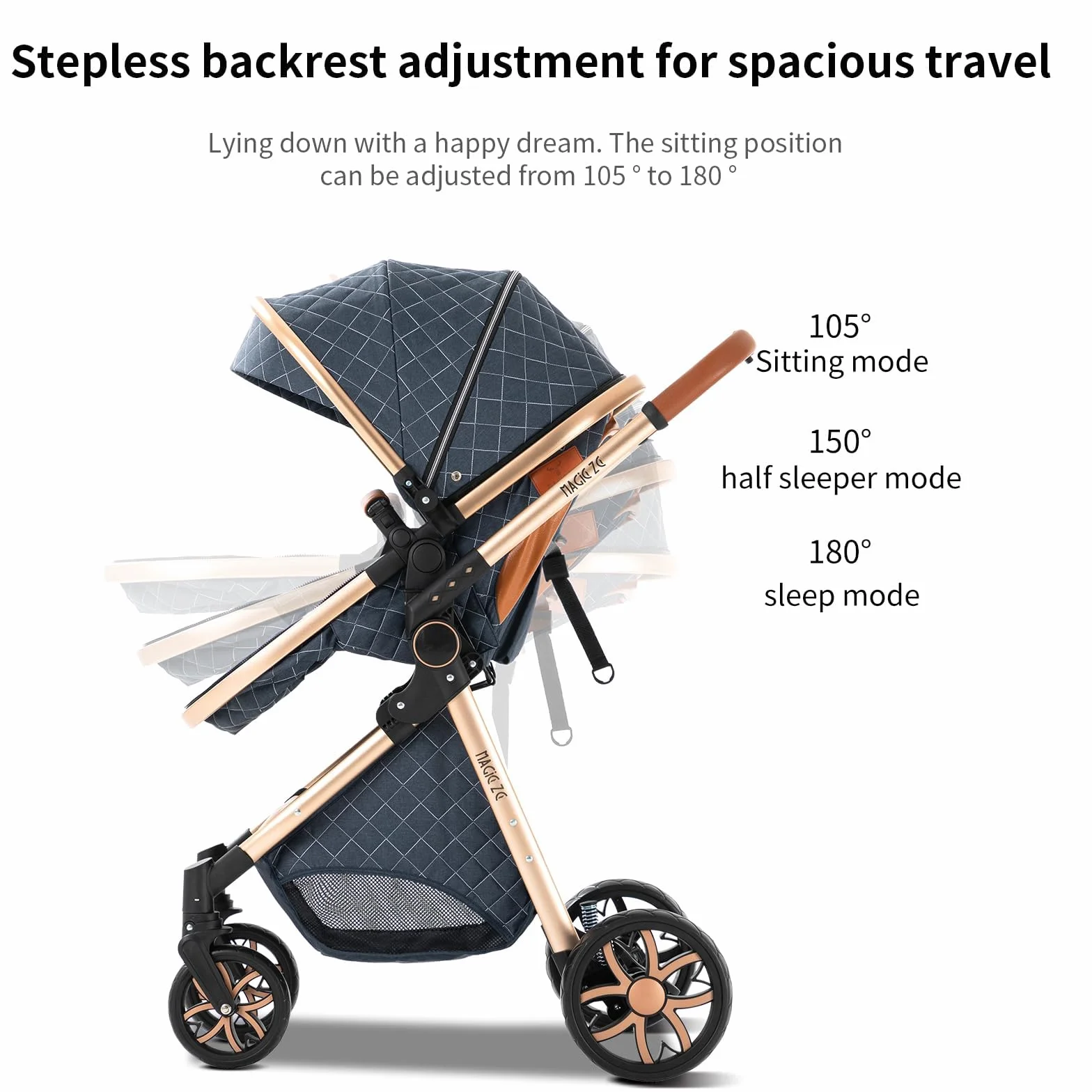 Passeggino Trio 3 in 1 con Telaio in Lega di Alluminio Pieghevole (225 Denim Blue)