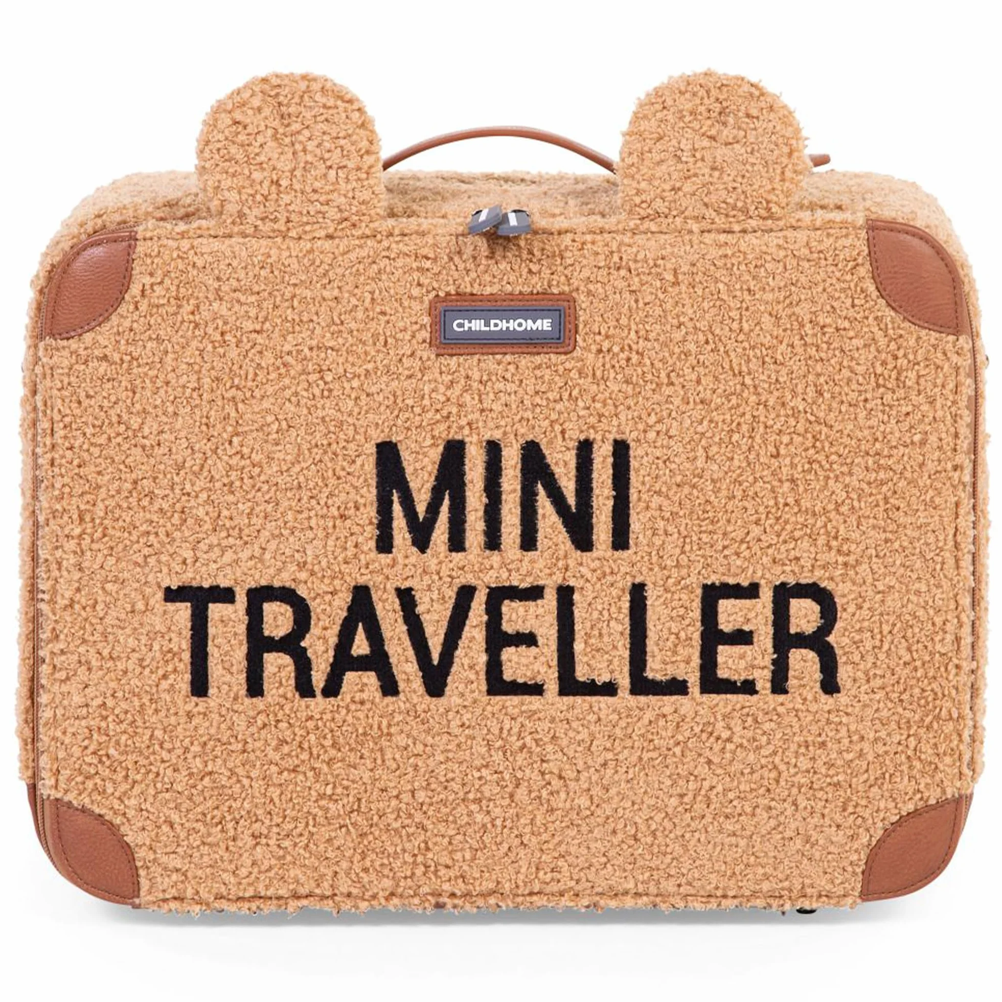 Childhome Valigia per bambini Weekend formato cabina compatto resistente con manico etichetta nome orsacchiotto marrone