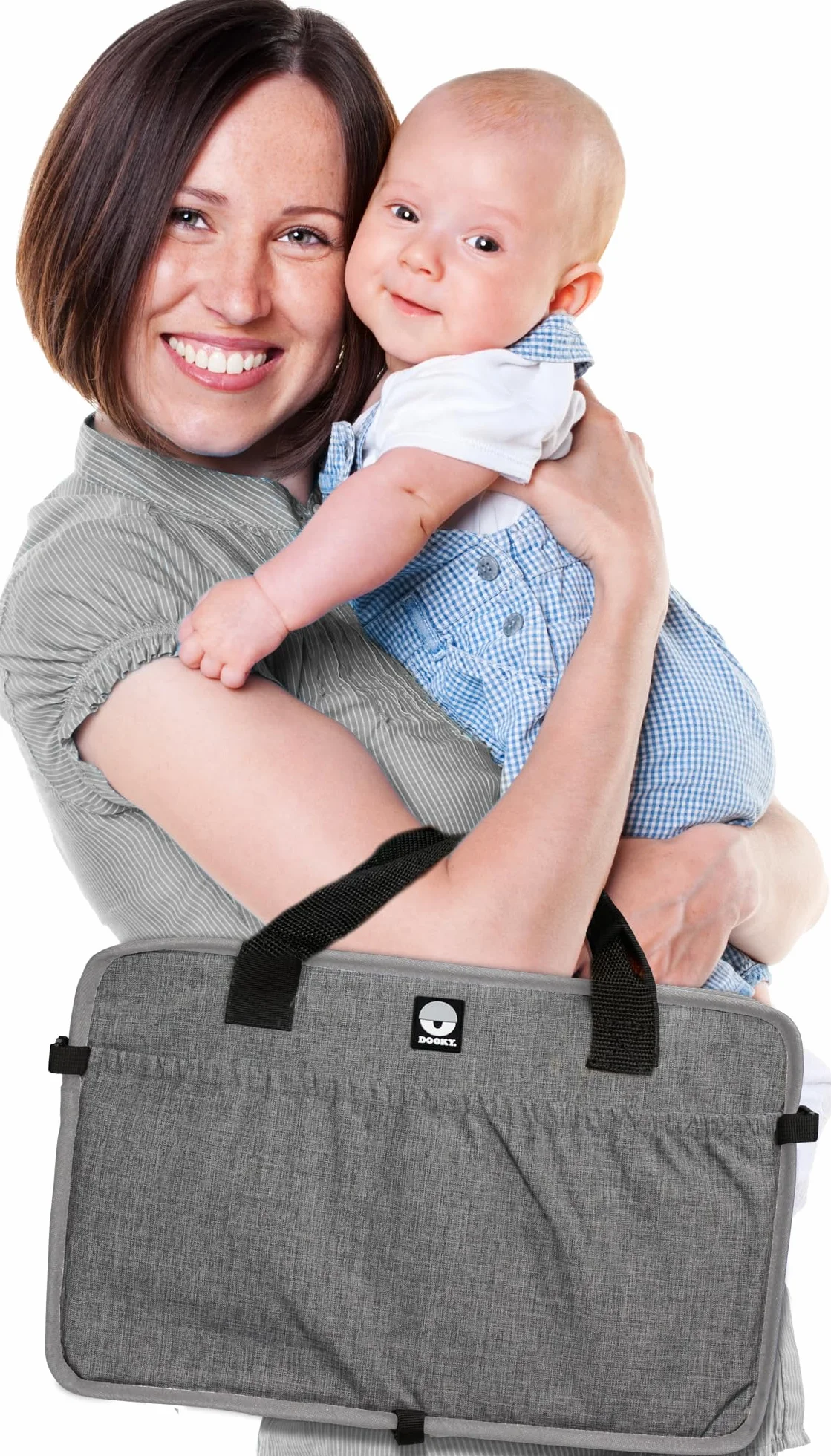 Dooky Original Traveller - lettino pieghevole per bambini - super leggero, tasche esterne, 41 x 74 cm (assemblato) /41 x 26 cm (piegato), 100% poliestere, nero