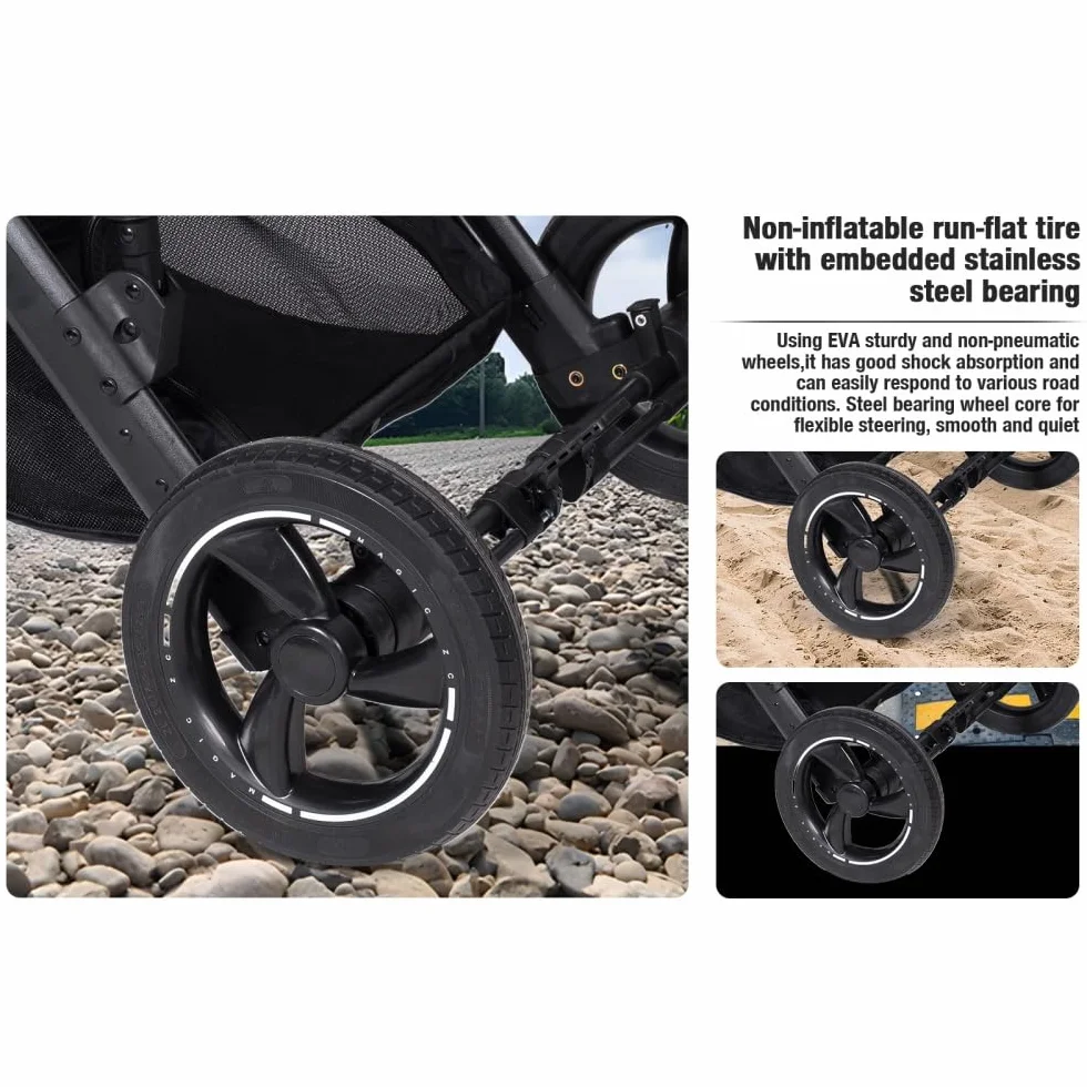 Passeggino 4 in 1 regolabile in altezza, Nero, Set completo