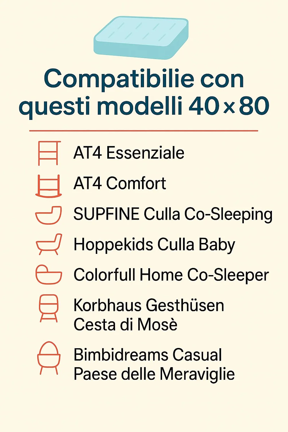 Materasso da culla BASIC - Ovale materassino bambini per navicella carrozzina passeggino e lettino neonato 40 x 80 Baby materassi antisudore Oeko-Tex